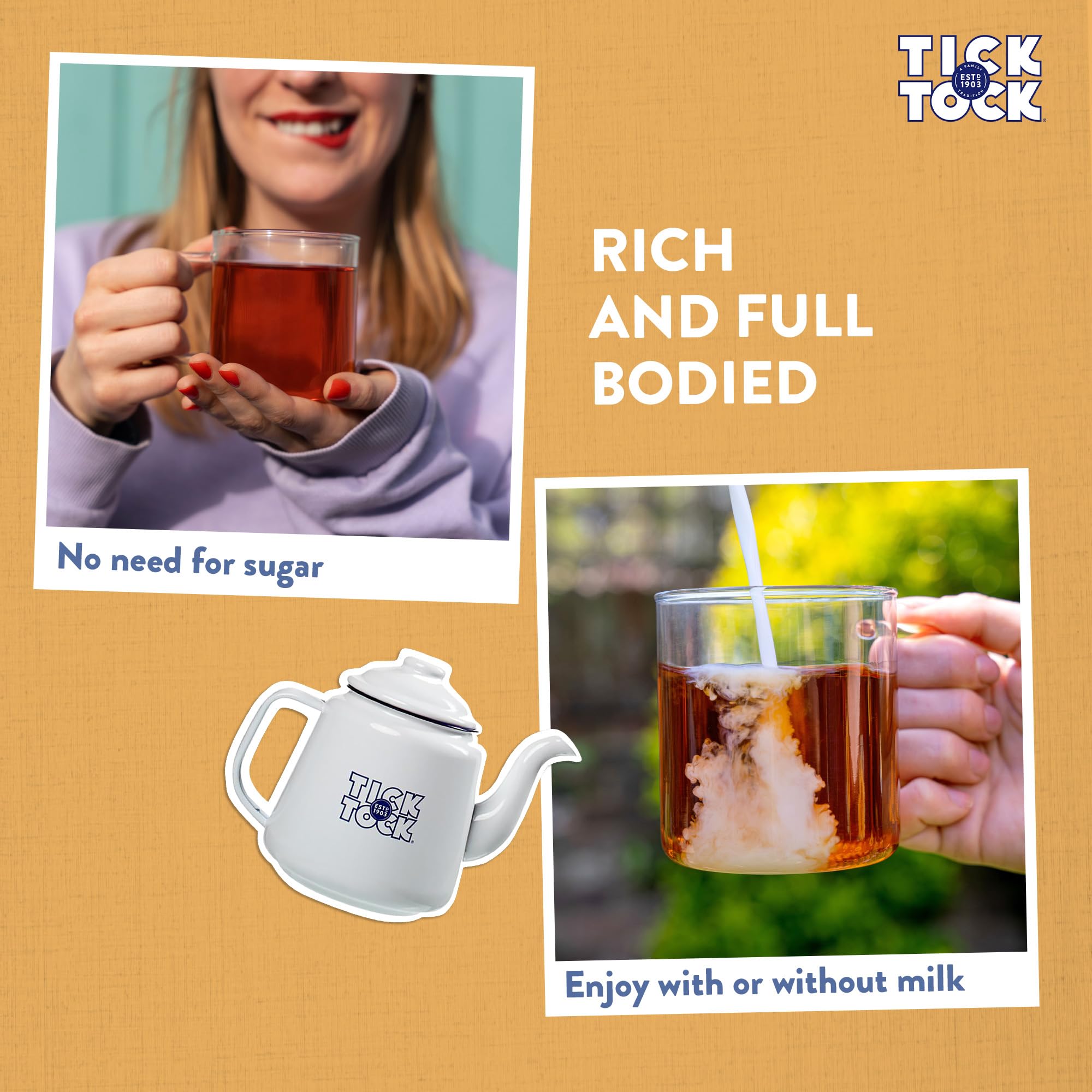 Tick Tock - Vanilla Rooibos Caffeine-Free Tea Pack of 4 x 40 Tea Bags 4