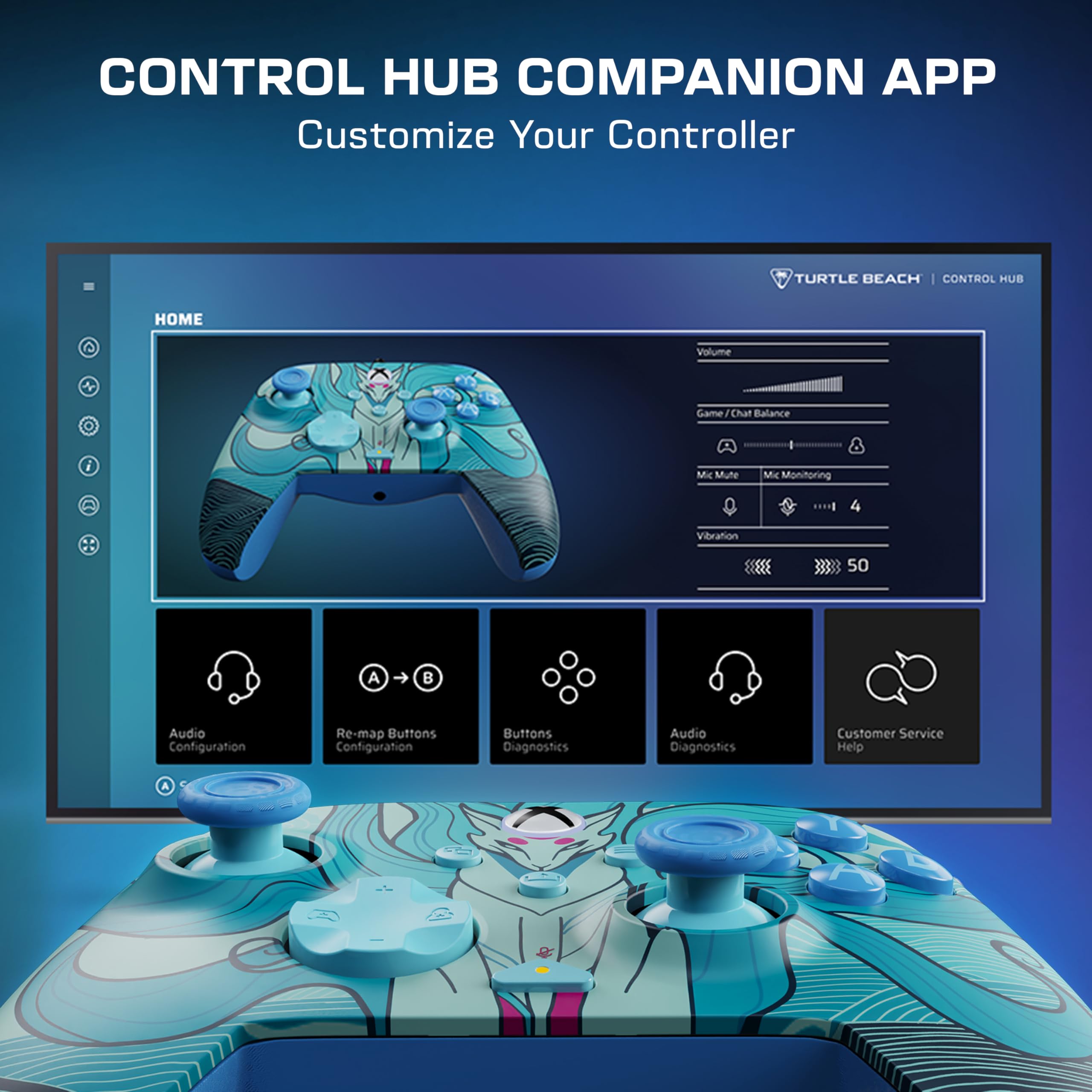 Turtle Beach Rematch Advanced Blue Kitsune Wired Gaming Controller for Xbox 5