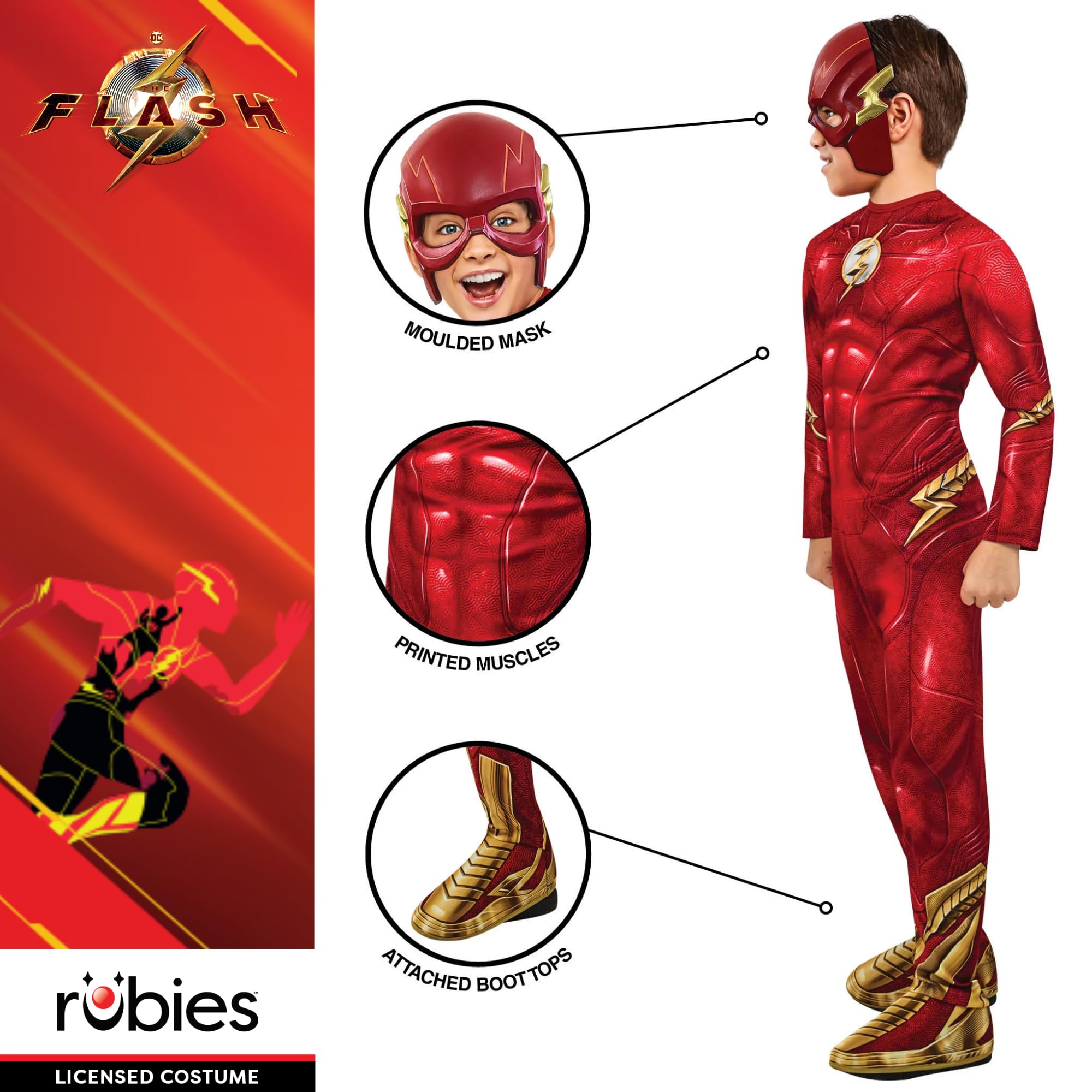 Rubies The Flash Classic Child Costume - Jumpsuit, Boot Tops, Mask | Xsmall, 5-6 Years 5