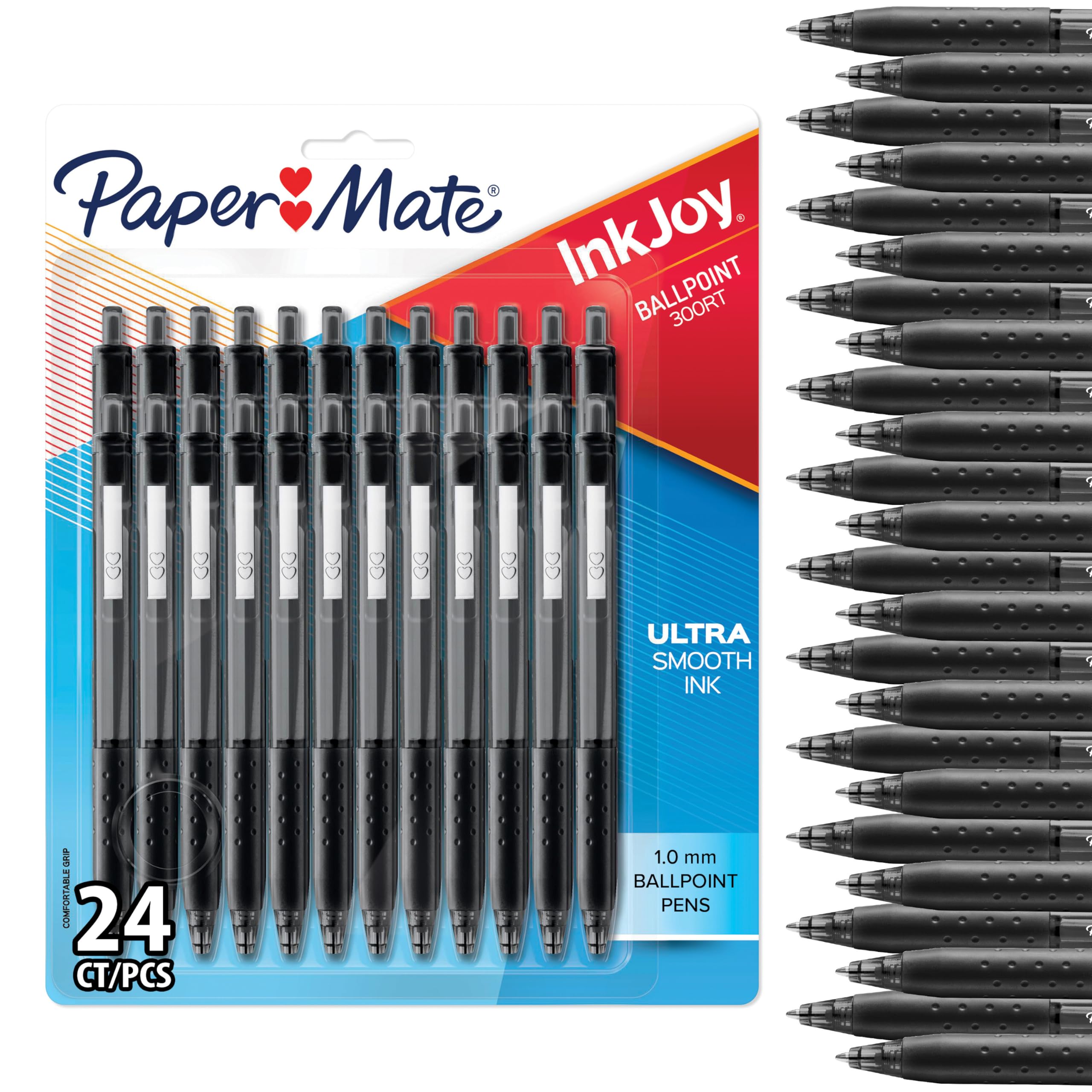 Paper Mate InkJoy 300RT Retractable Ballpoint Pens - Ultra-Smooth Ink | 1.0mm Medium Point | 24 Black Pens