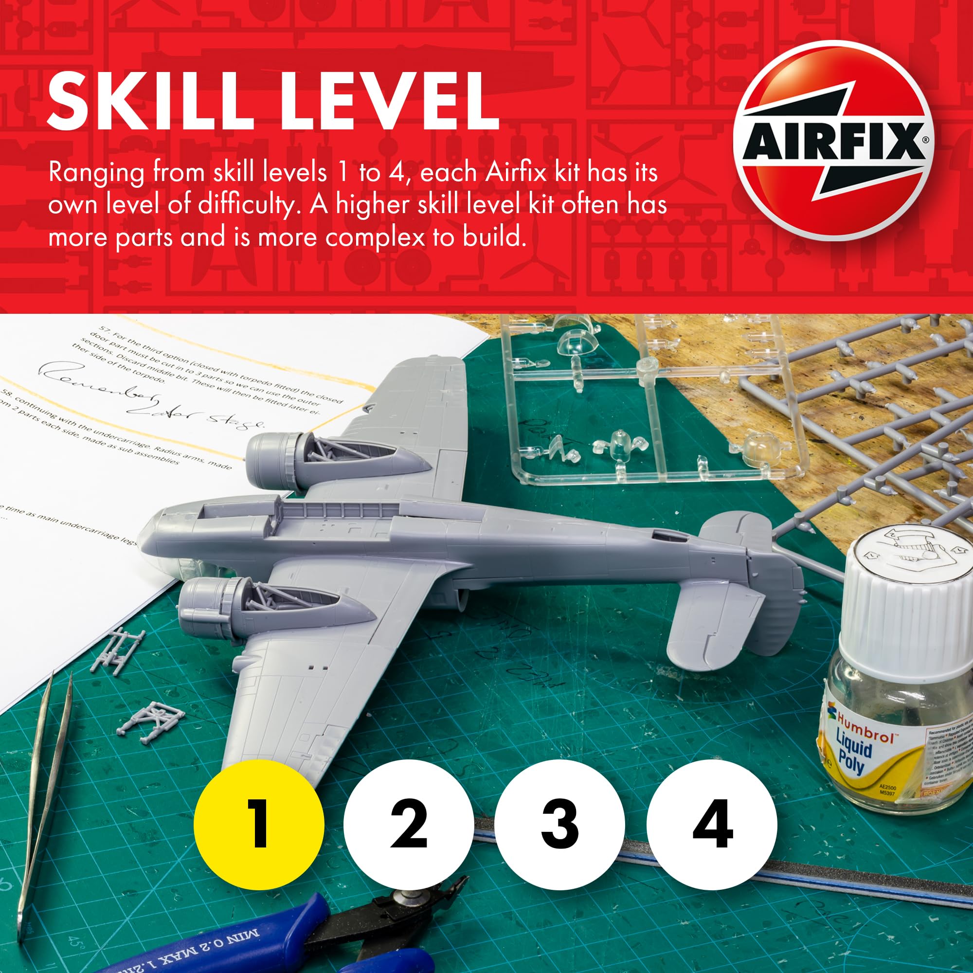 Airfix Supermarine Spitfire Mk.Vc Model Kit - 1:72 Scale, 73-Piece Plastic Aircraft Model for Ages 14+