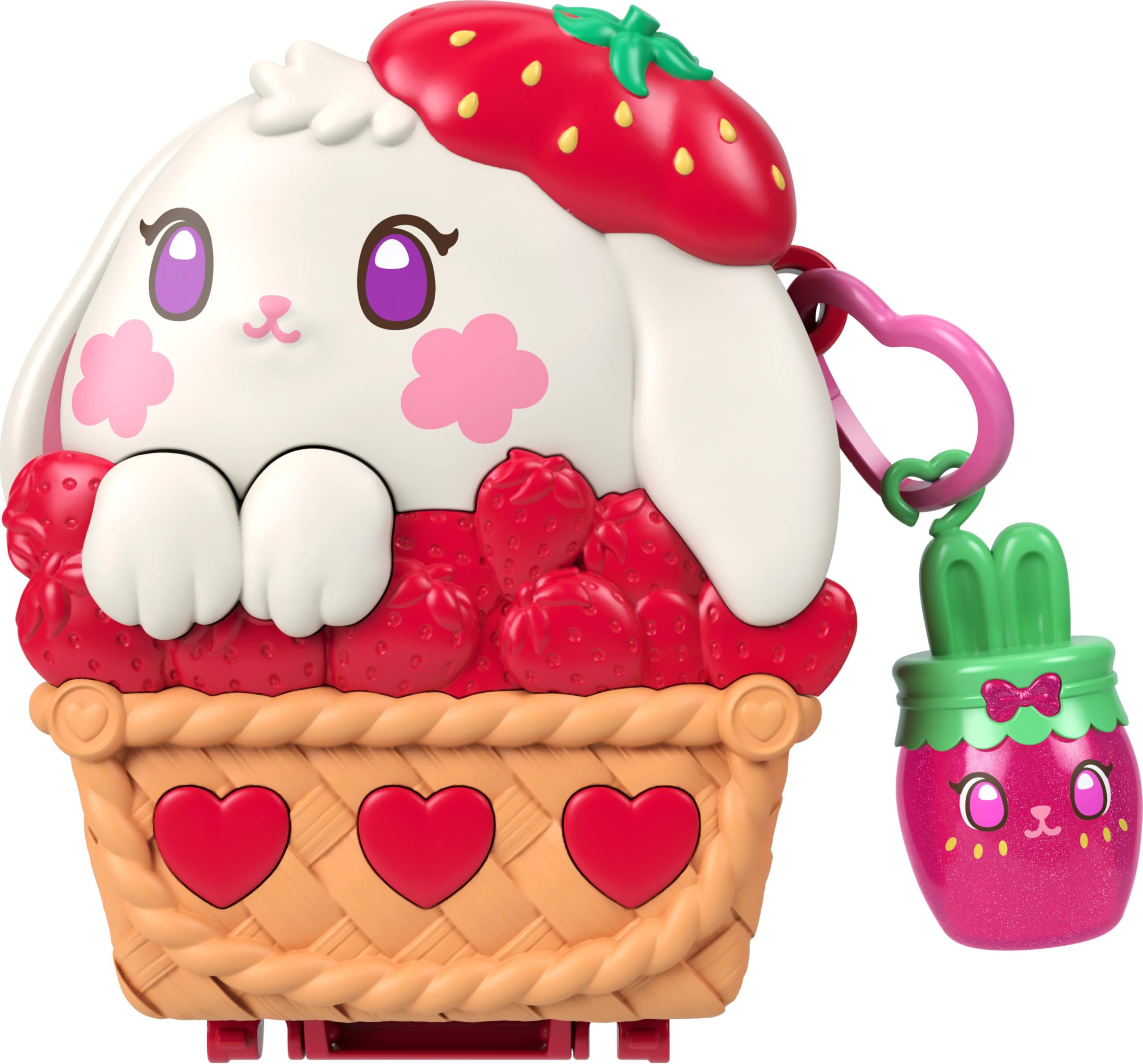 Polly Pocket Strawberry Picnic Bunny Compact Playset | Micro Doll & 8 Accessories | Ages 4+ 3