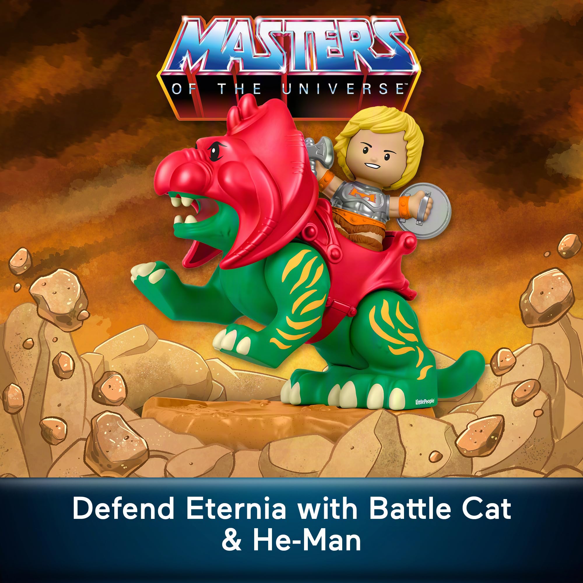 Little People COLLECTOR Masters of the Universe He-Man & Battle Cat Playset - 4 Figures, Ages 8+ 2