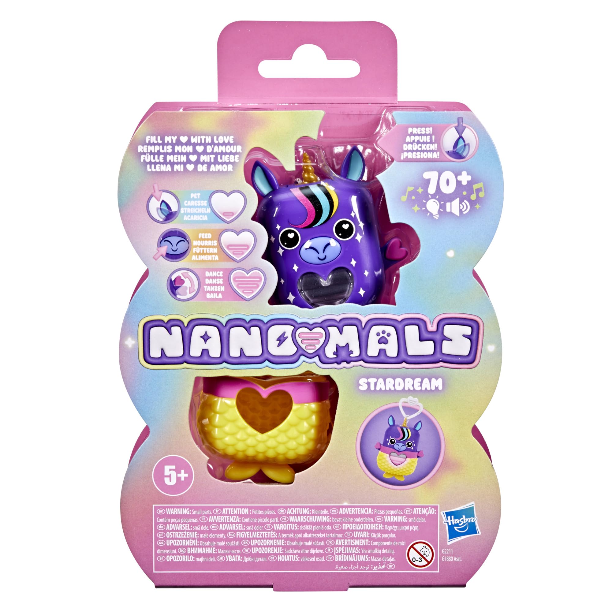 Hasbro Nano-Mals Stardream the Unicorn - Electronic Fidget Pet with Light-Up Heart, 70+ Reactions & Silent Mode 11