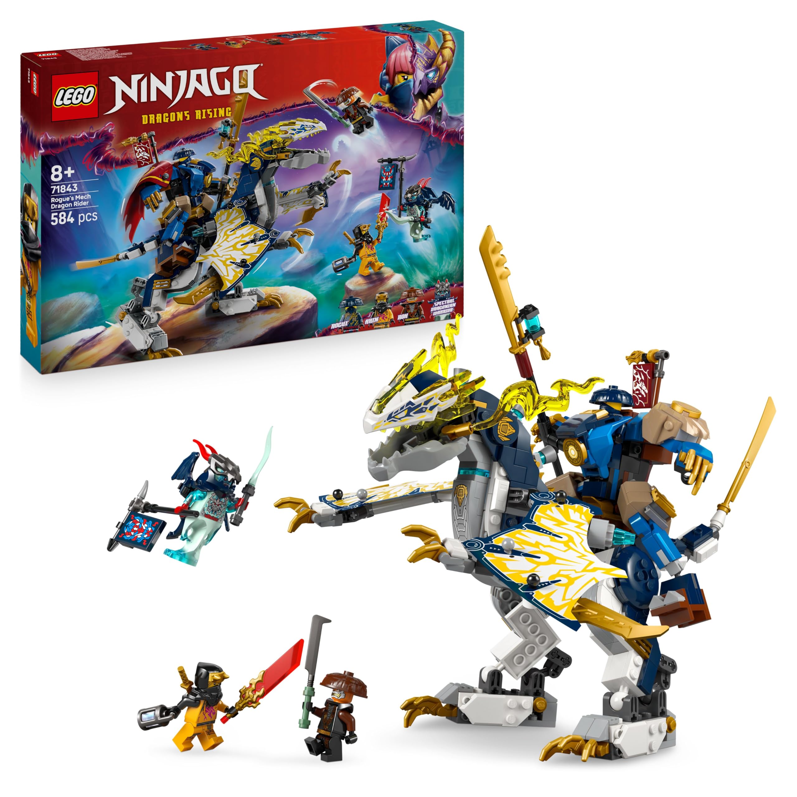 LEGO NINJAGO Rogue's Mech Dragon Rider Playset | Model 71843 | Ages 8+ 1