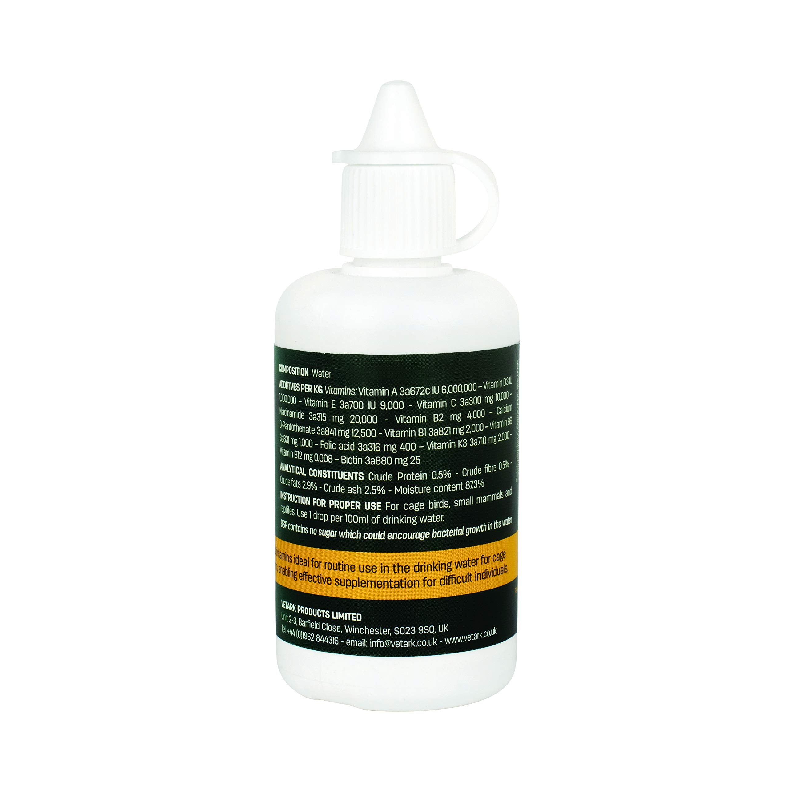 Vetark BSP Vitamin Drops - High Potency Liquid Supplement for Birds, Reptiles & Rabbits | 50 ml