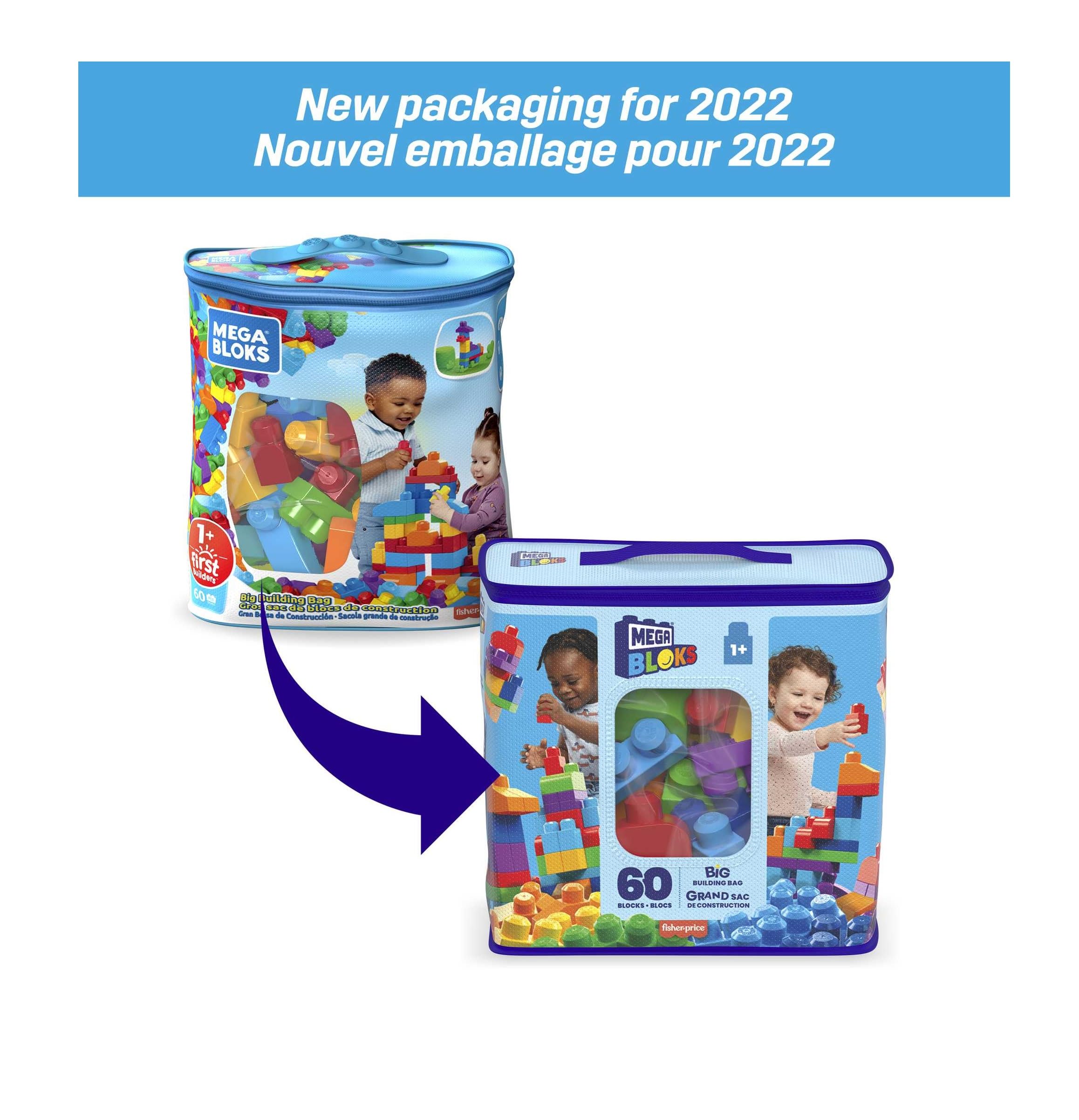 Mega Bloks DCH55 Big Building Bag, Azul 60 Piezas 7