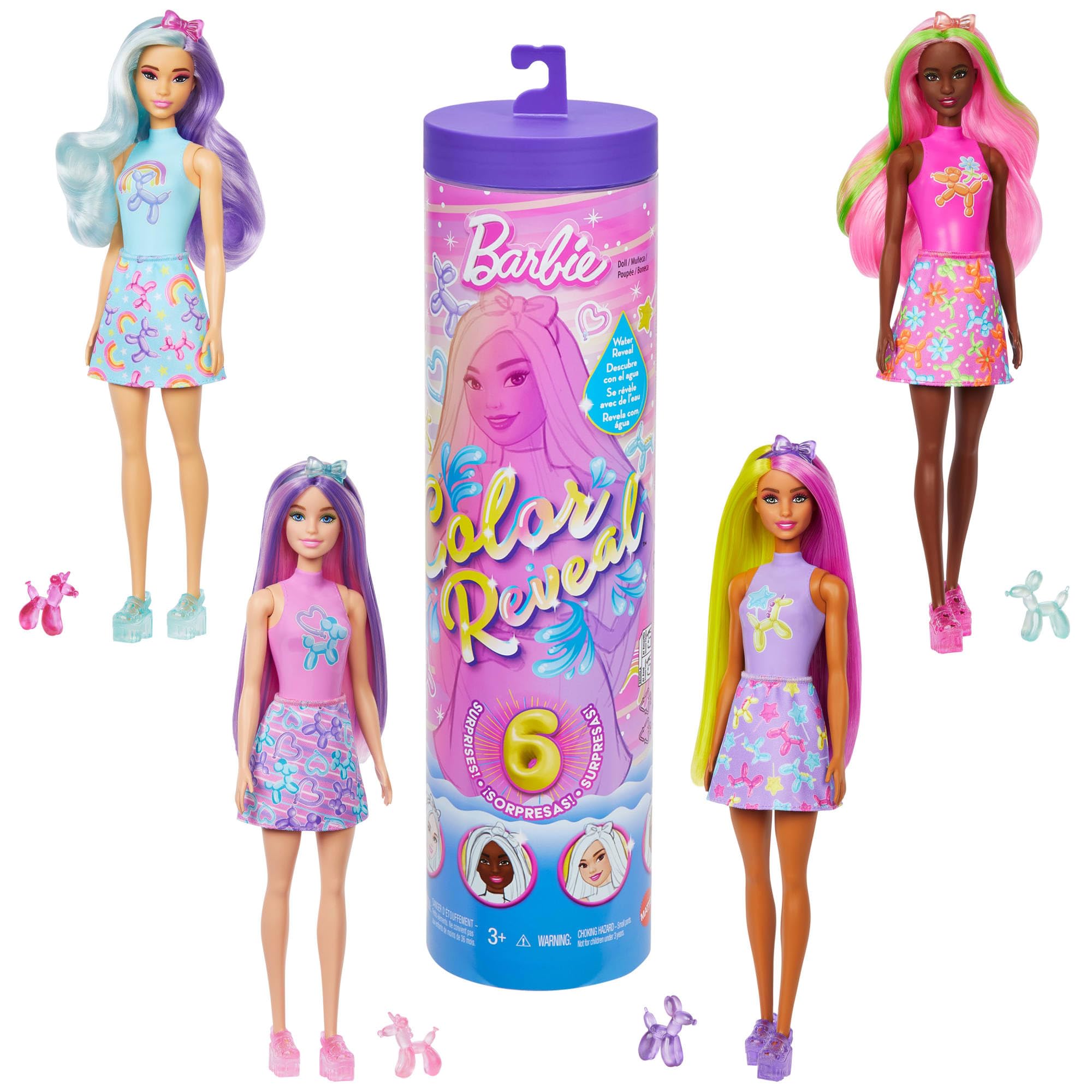 Barbie Color Reveal Doll & Accessories - Balloon Animals Series, 6 Surprises, Ages 3+ 1