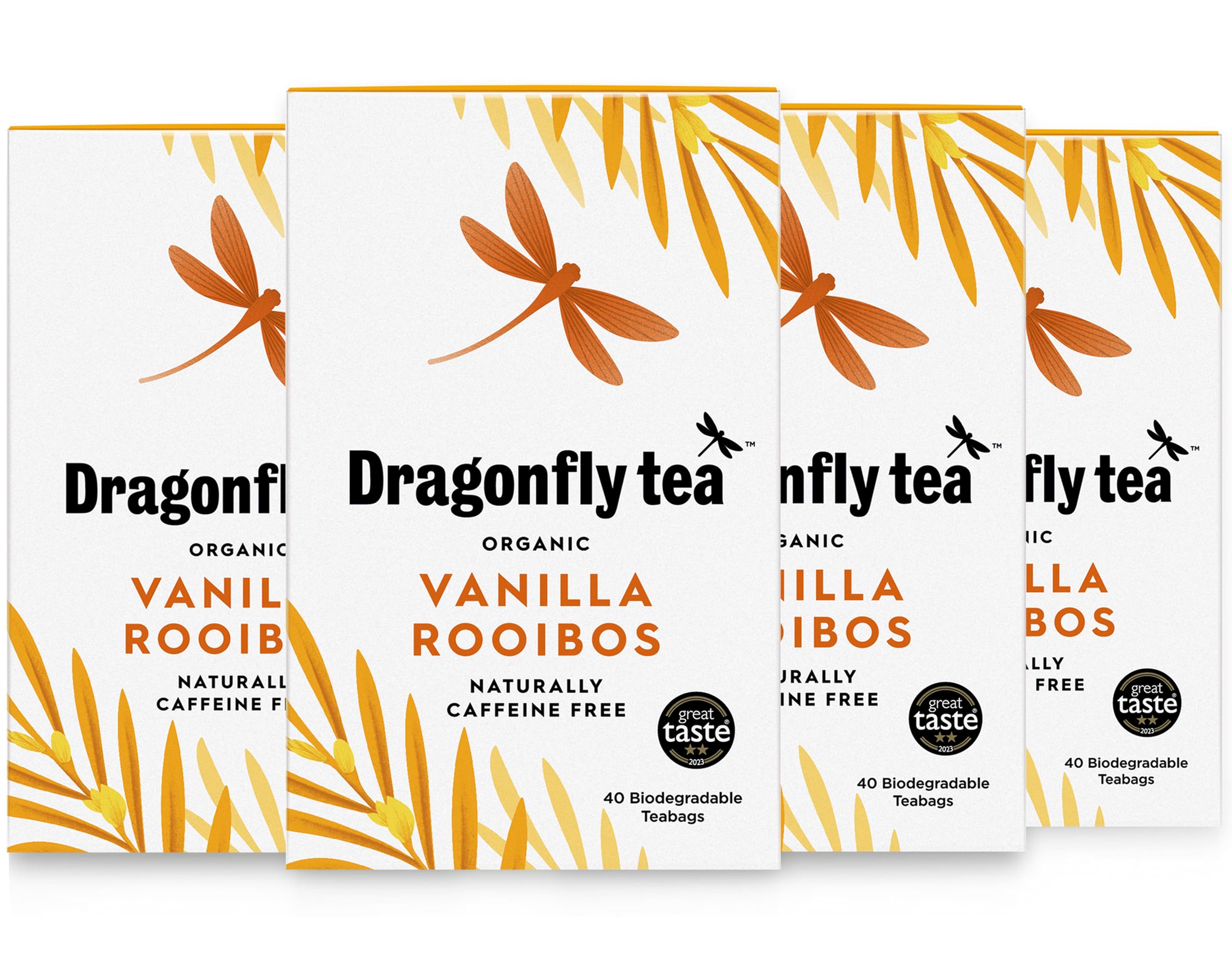 Dragonfly - Organic Vanilla Rooibos Tea Bags, 160 Biodegradable Caffeine-Free Herbal Tea Bags (4 x 40) 1