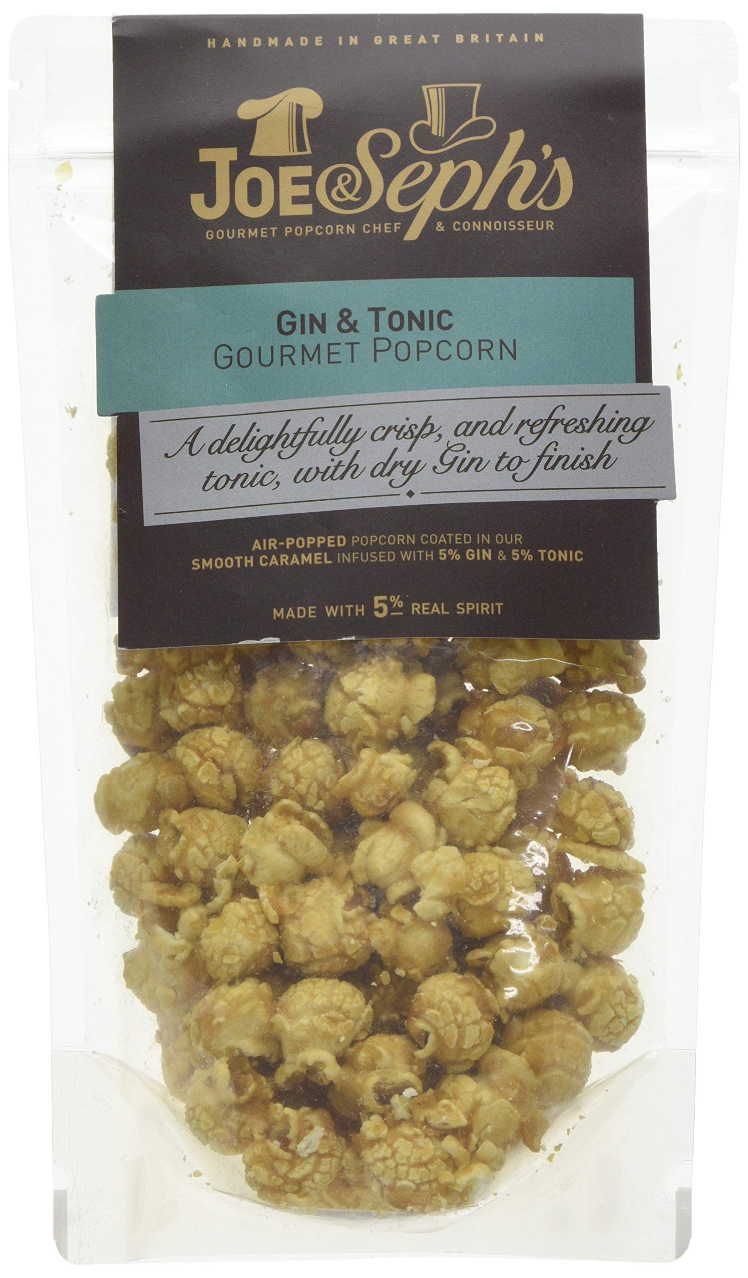 Joe & Seph's Gin & Tonic Popcorn Pouch, 70g - Handmade UK Snack with Natural Ingredients
