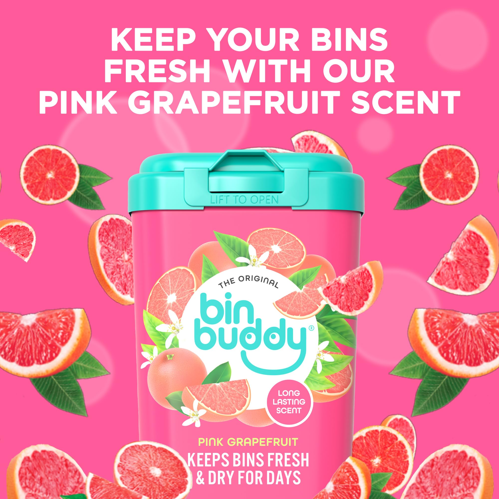 Bin Buddy Pink Grapefruit Bin Deodoriser Powder - Absorbs Mess & Eliminates Odour | Pack of 3 (450g Each) 4