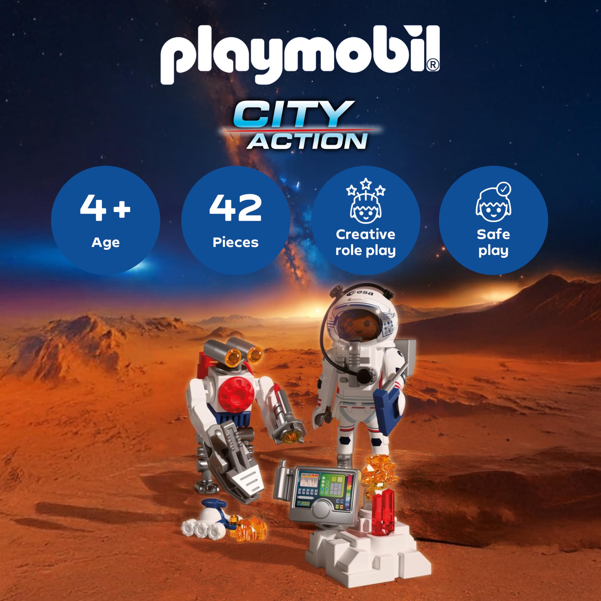 Playmobil Space ESA: Astronaut with Robot Playset | Mars Crawler | Ages 4+ | Model 72014 3
