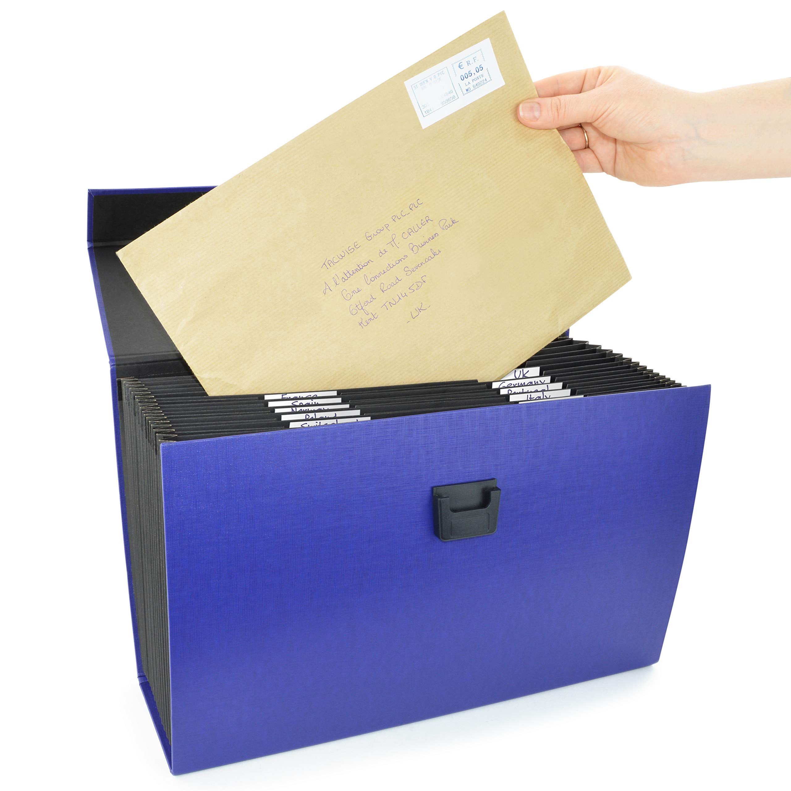 Rapesco 1553 Expanding Box File Document Organiser - 19 Pocket A4+ Blue Fibreboard 8