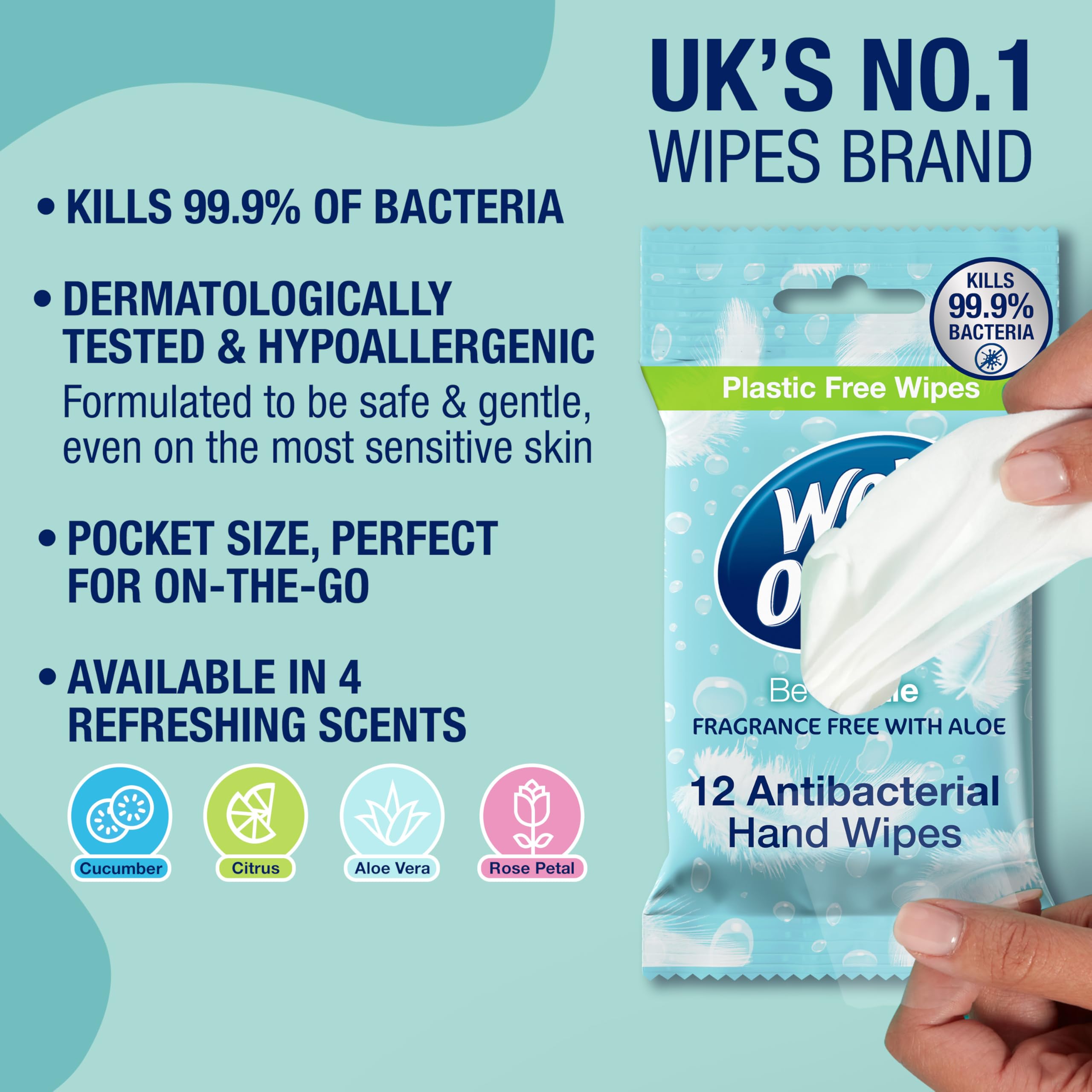 Wet Ones Antibacterial Pocket Size Hand Wipes - Plastic Free, Fragrance Free | 12 Count Pack 2