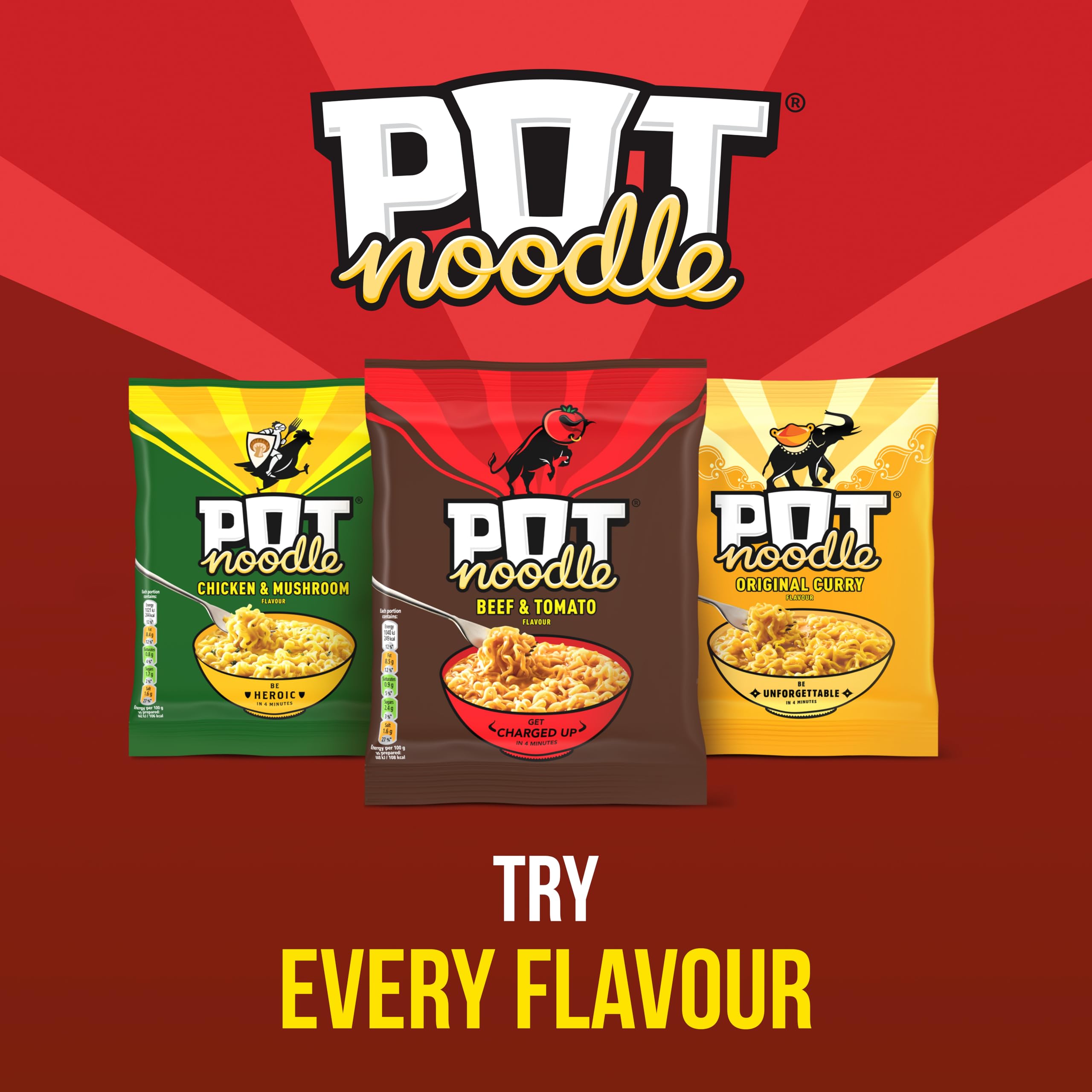 Pot Noodle Beef & Tomato Instant Noodles Block with Sauce and Seasoning | 2 Servings 3
