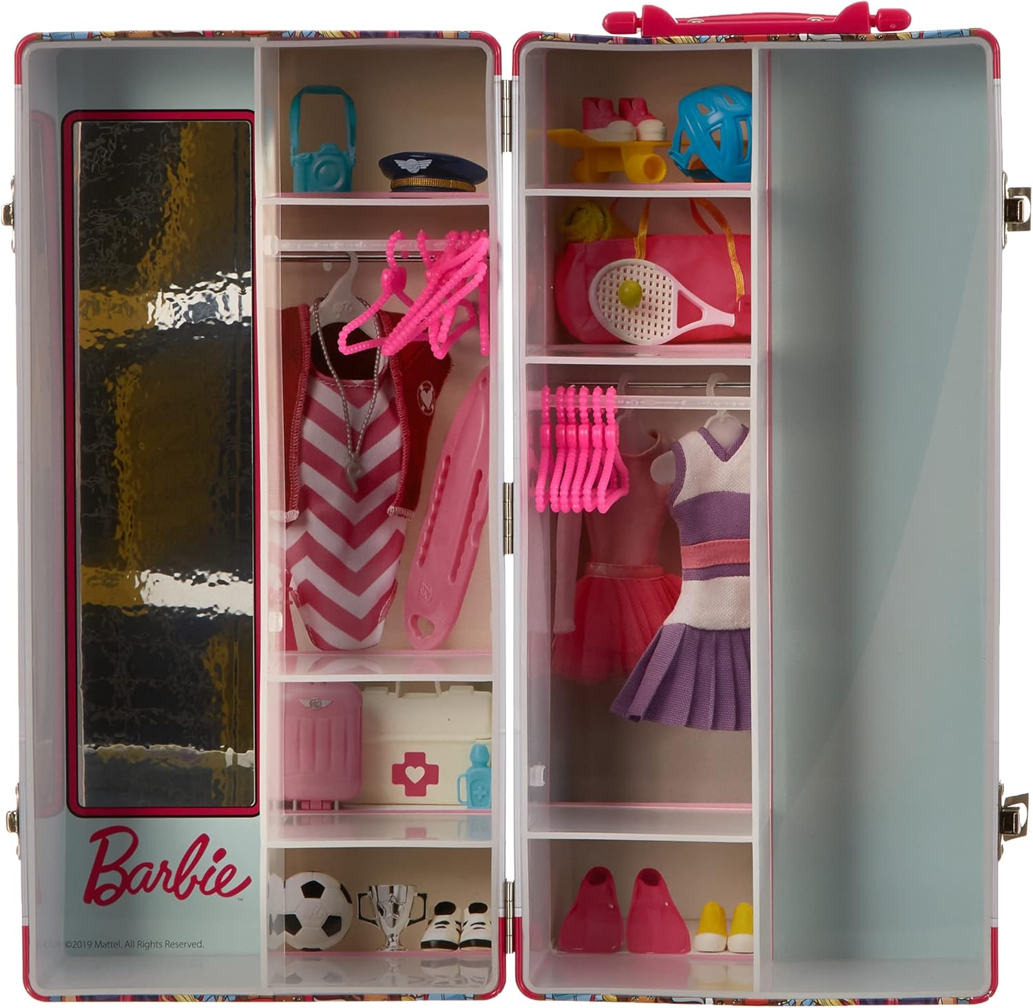 Theo Klein 5801 Barbie Wardrobe Trunk - Playset with Clothes Rails & Shelves for Kids 3+ 3