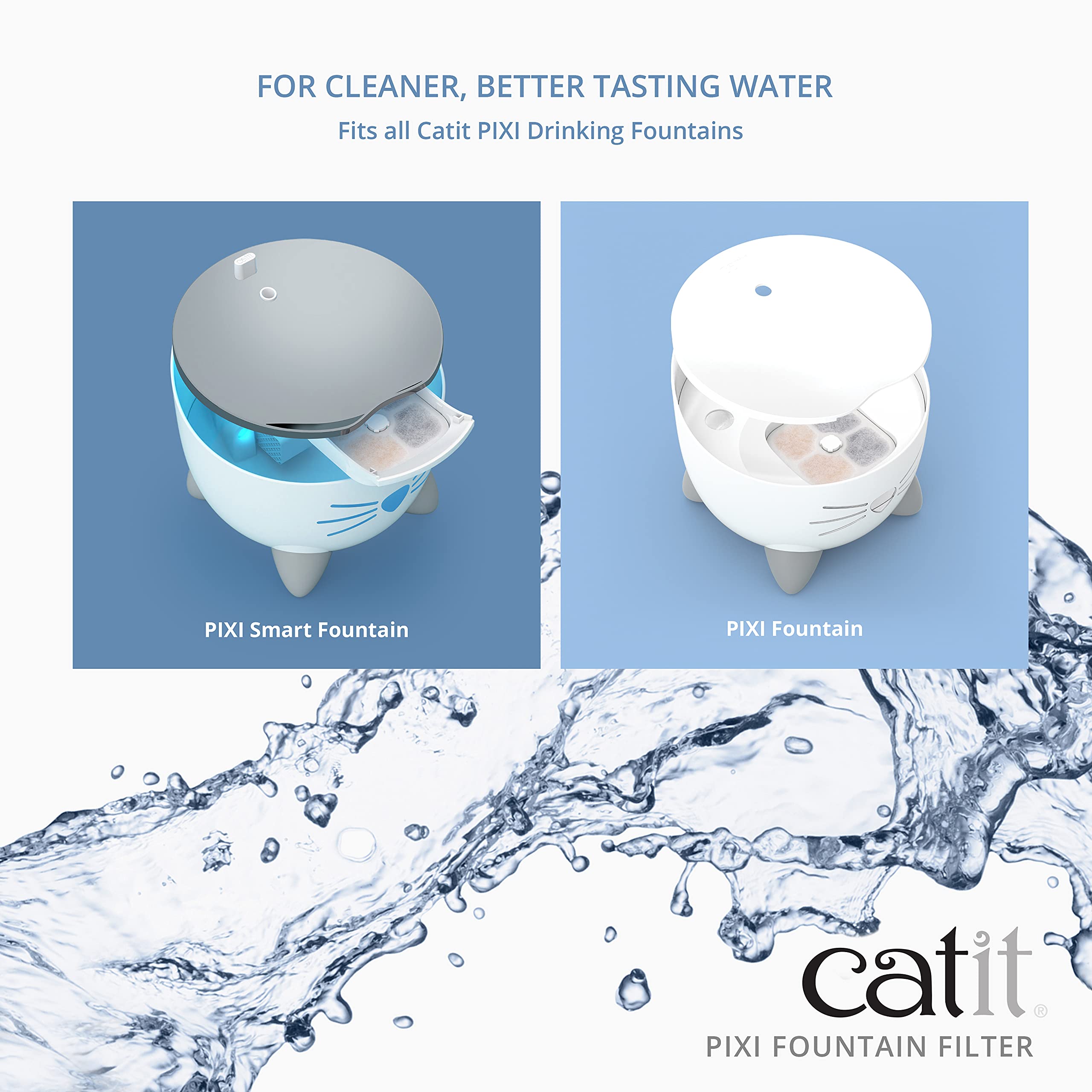 Catit PIXI Genuine Replacement Water Fountain Filter Cartridges - 6 Pack | Triple Action Filtration 2