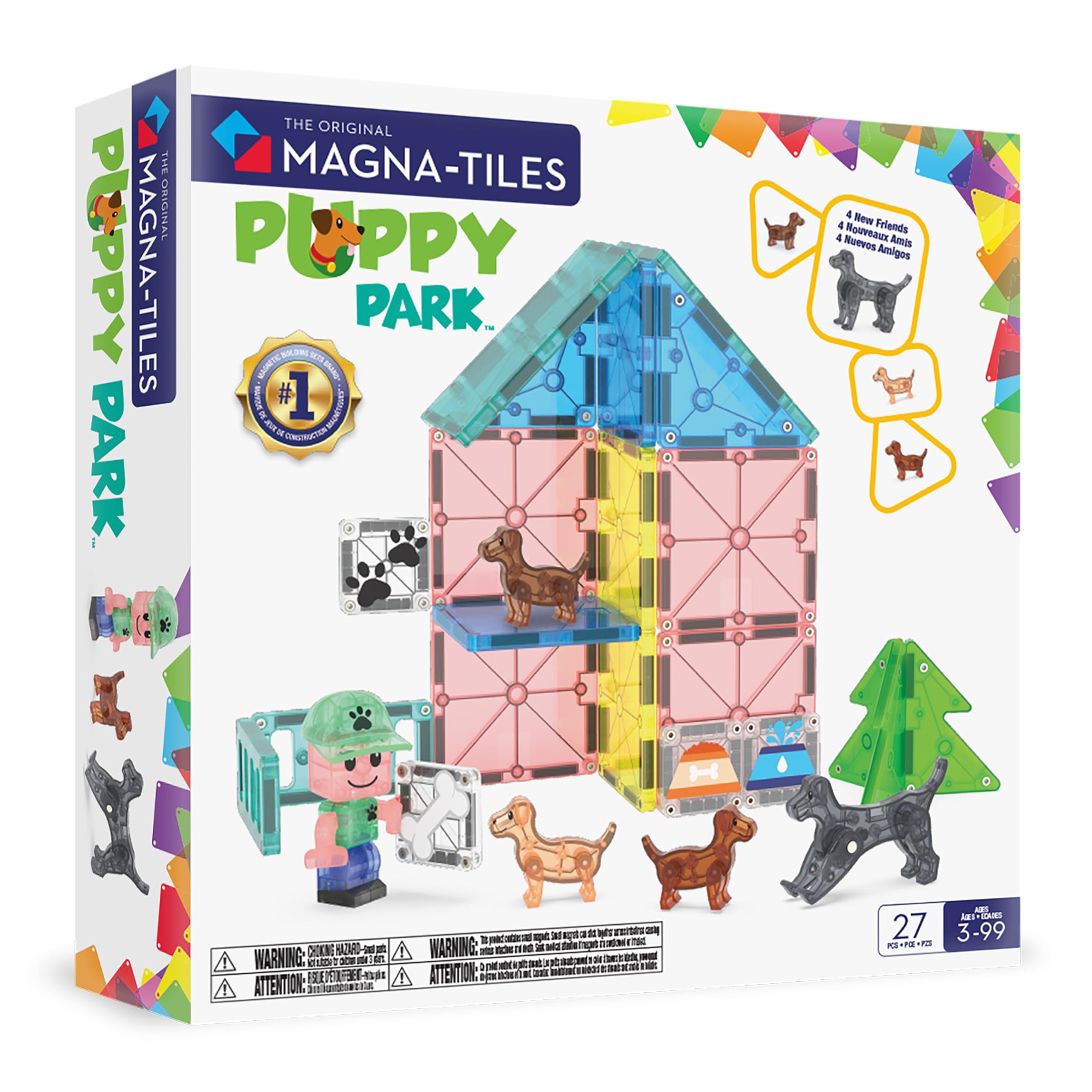 MAGNA-TILES Puppy Park 27-Piece Magnetic Construction Set - Building Toys for Kids 3+ 8