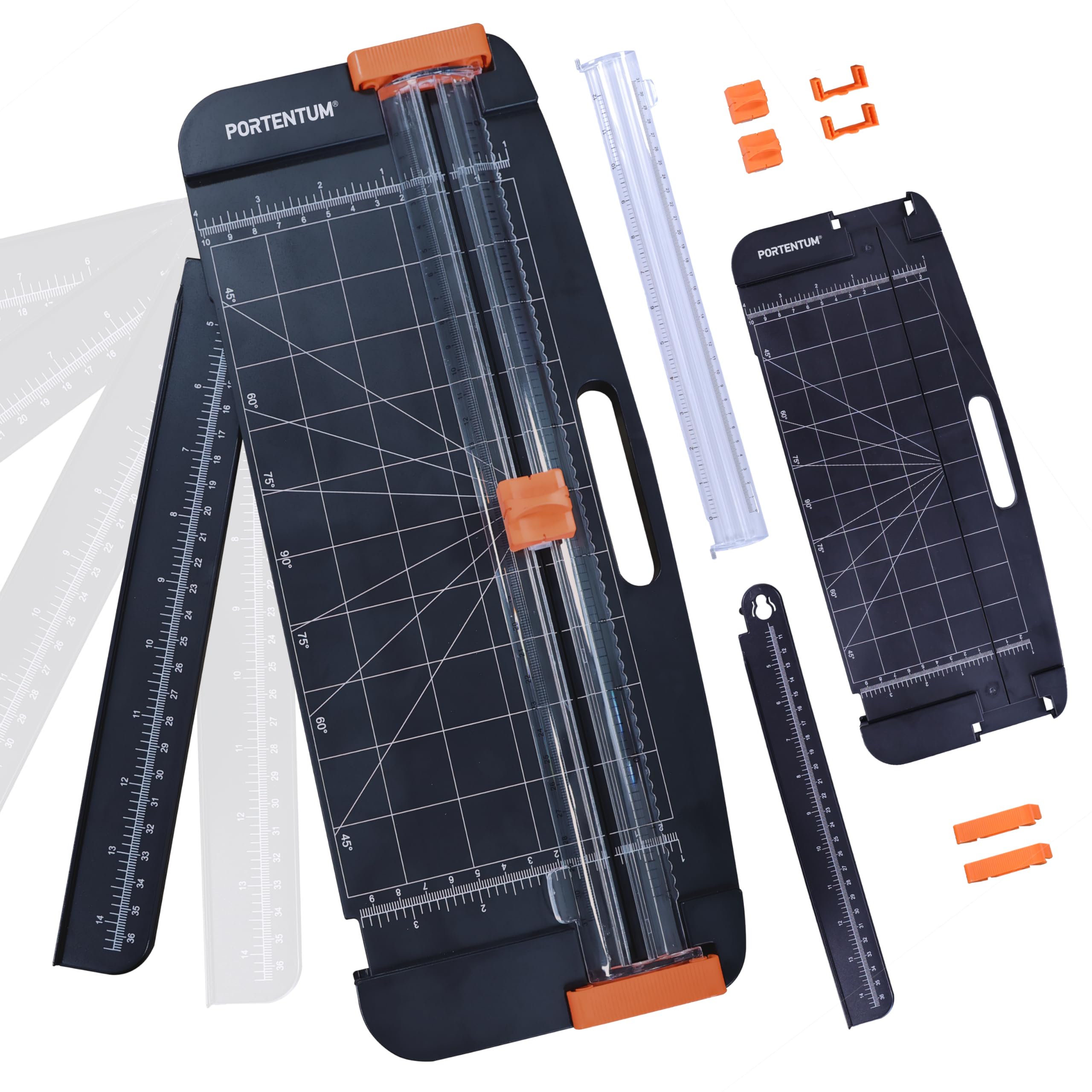 PORTENTUM A4 Paper Cutter with Scoring Tool - Cuts 12 Sheets | Extendable Ruler | Model PCS-1 1