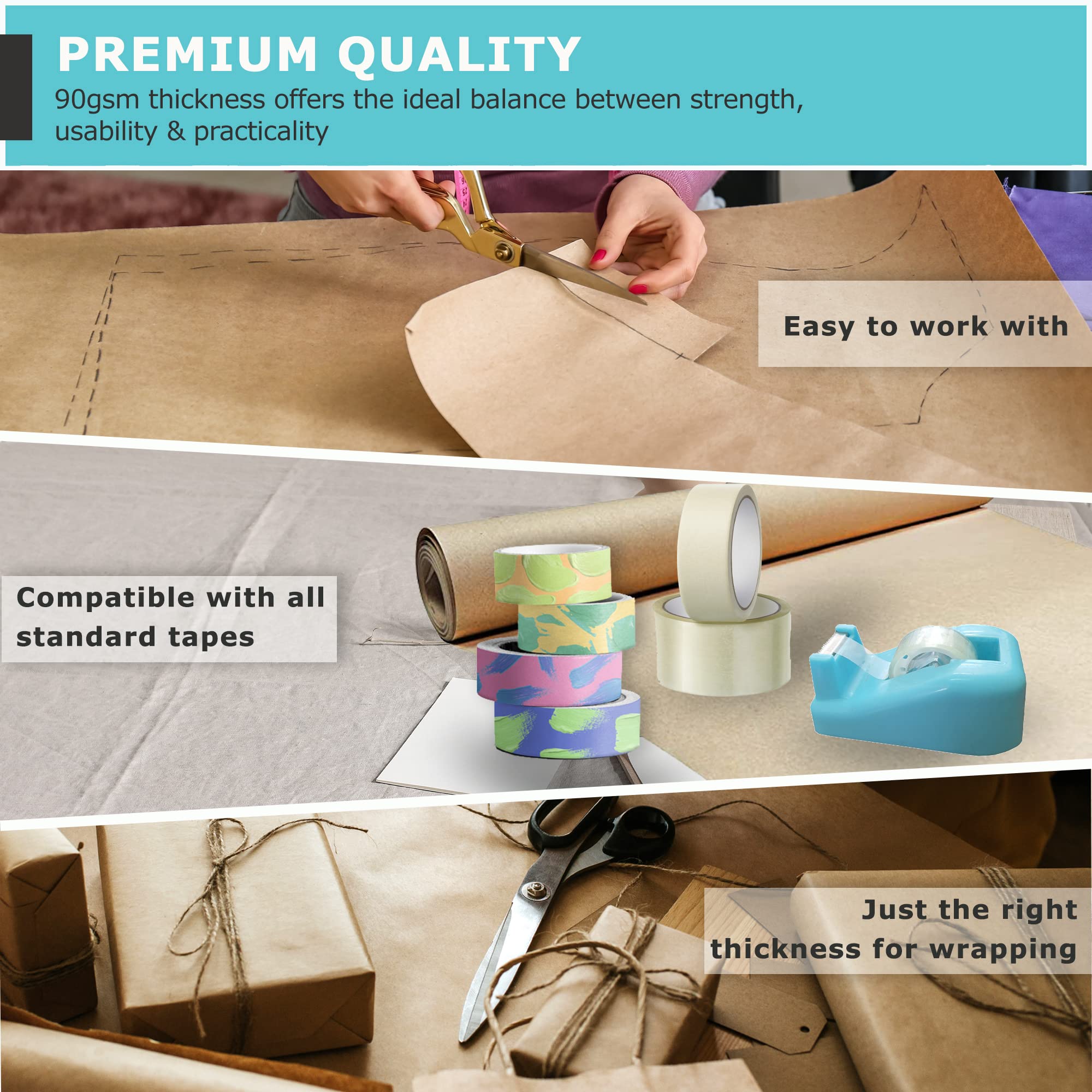 Triplast Brown ECO Kraft Paper Roll - 500mm x 10m | 90 gsm | 100% Recycled 4