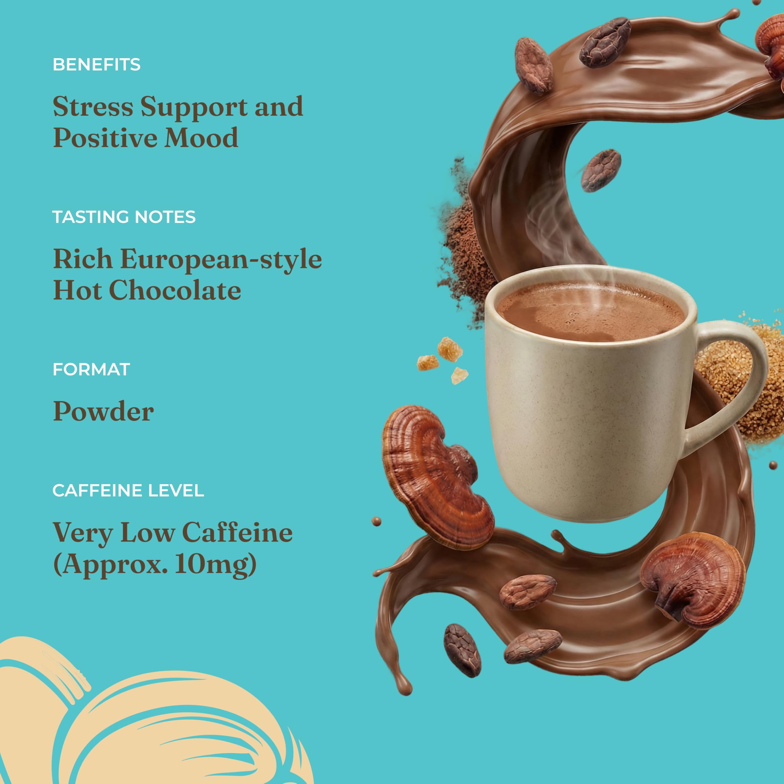 Four Sigmatic Calm Mushroom Cacao Mix with Reishi - Organic, Vegan, Gluten Free | 10 Servings (6g Each) 5