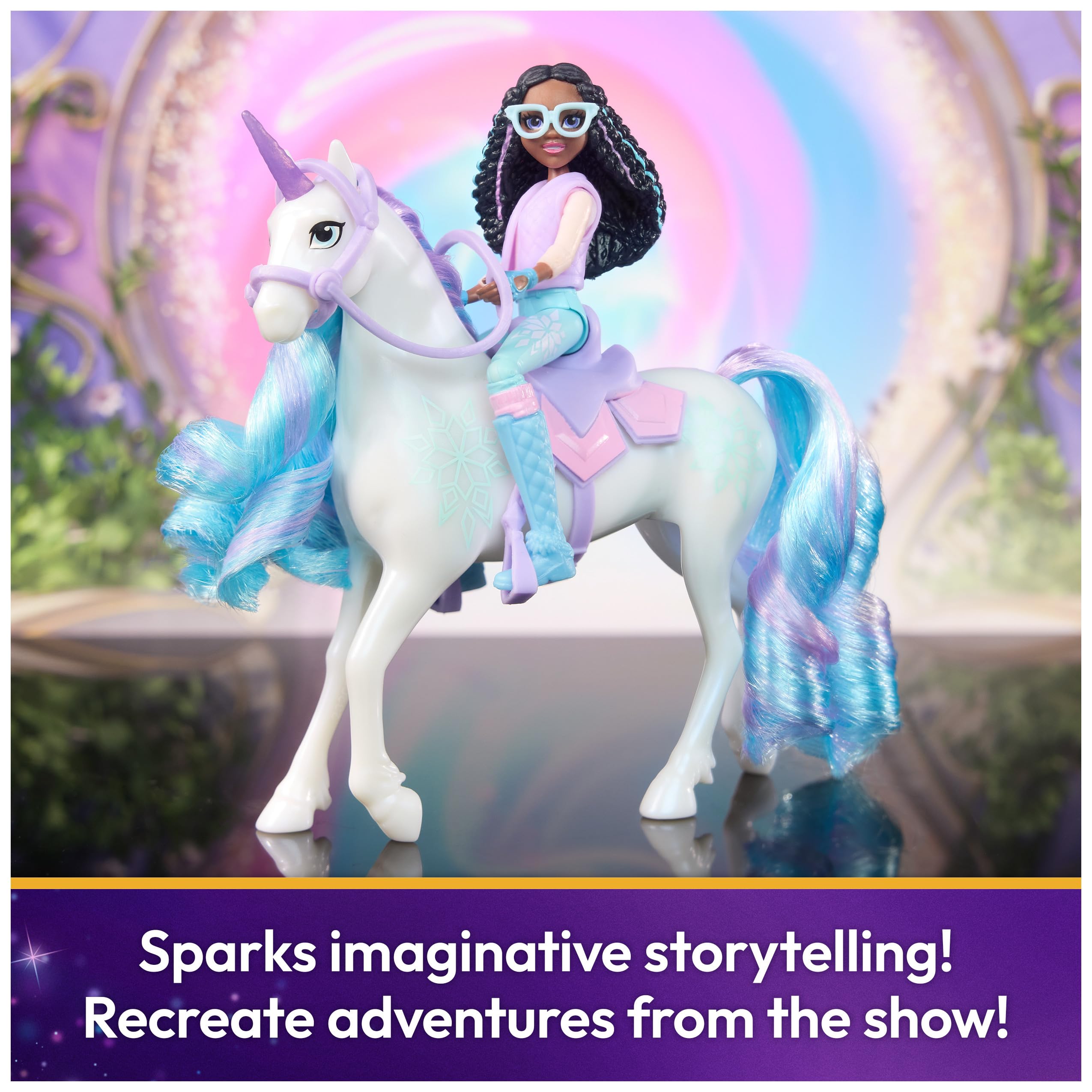 Unicorn Academy Layla & Glacier Set with 2 Riding Accessories and Hair Styling Tool | Ages 4+ 5