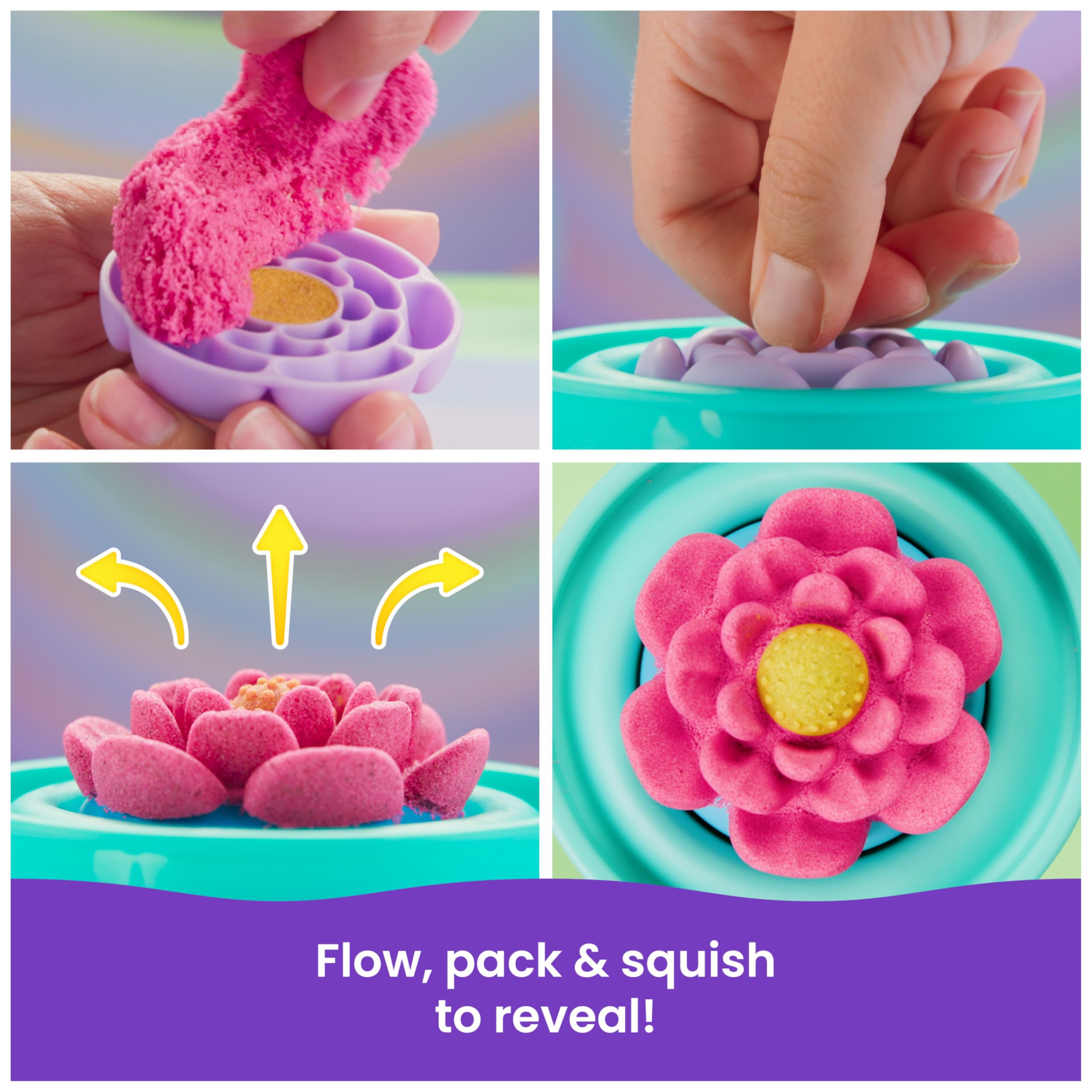 Kinetic Sand SquishBlossom Blooming Flower Sand Art Kit | 227g Pink & Yellow Sand | Ages 5-14 3
