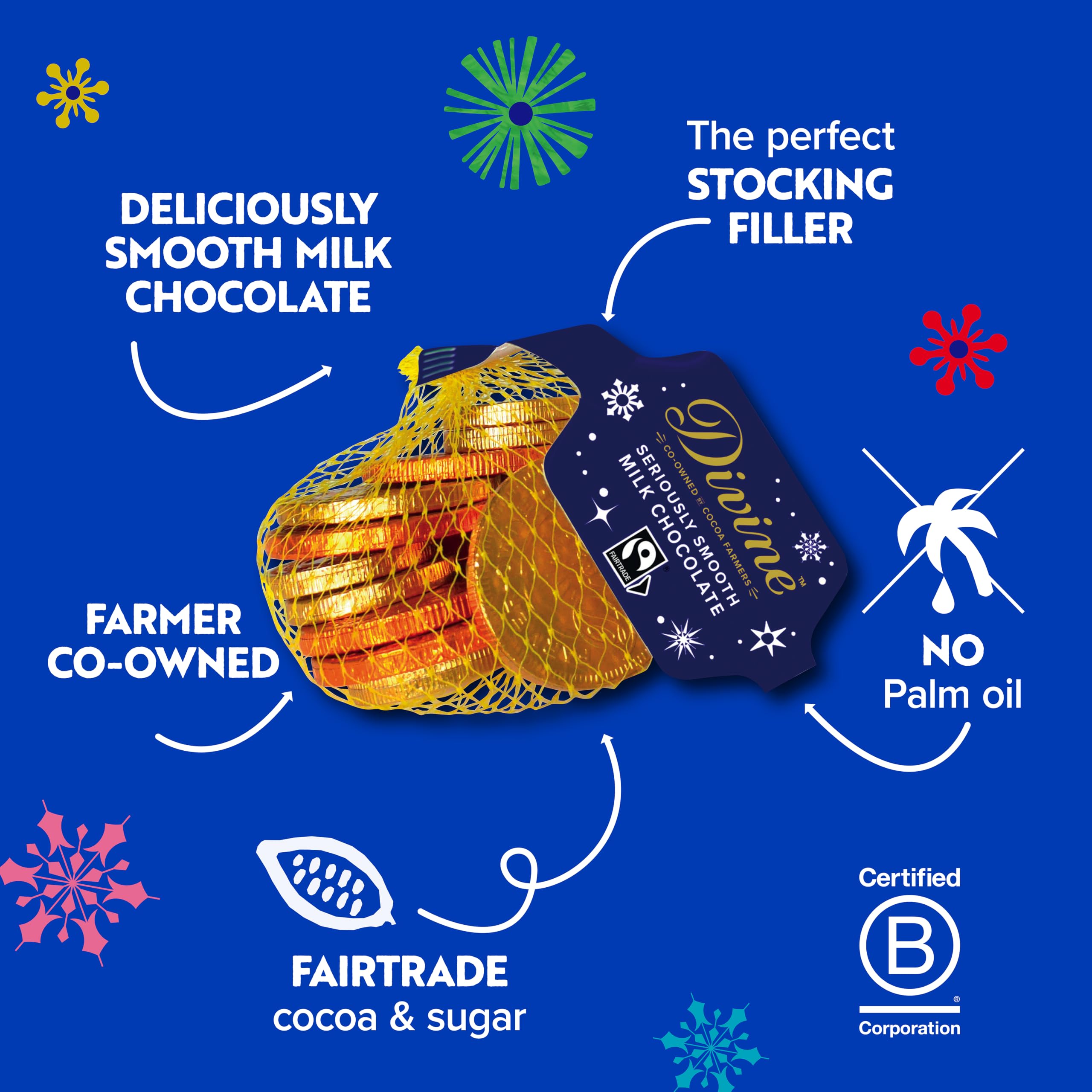 Divine Milk Chocolate Coins - Fairtrade, Palm Oil Free | 65g 2