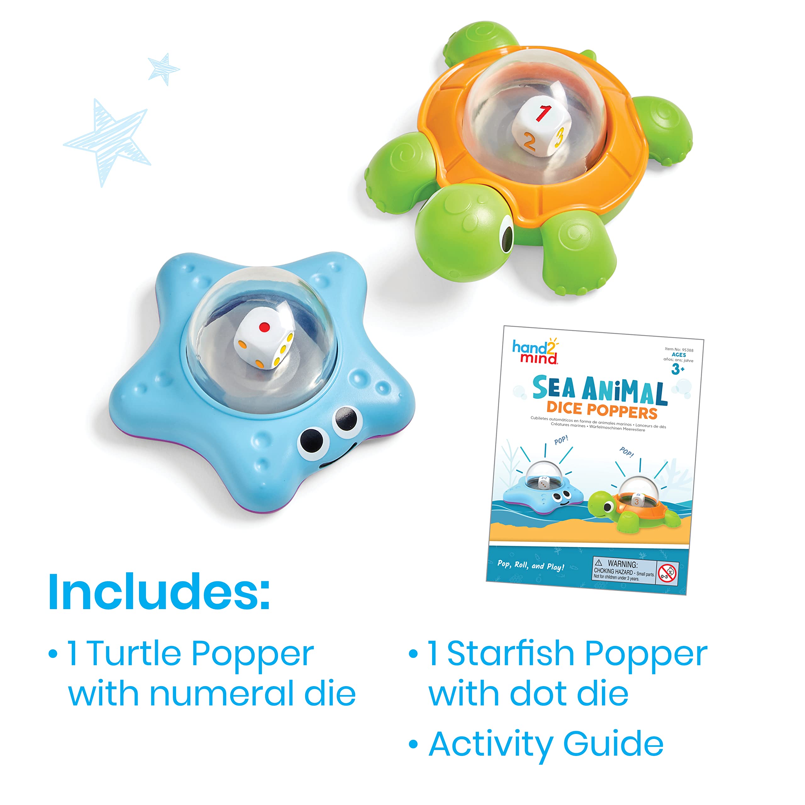 hand2mind Learning Resources Sea Animals Dice Poppers - Replacement Dice for Maths Games | Ages 3-7 | 2 Pieces