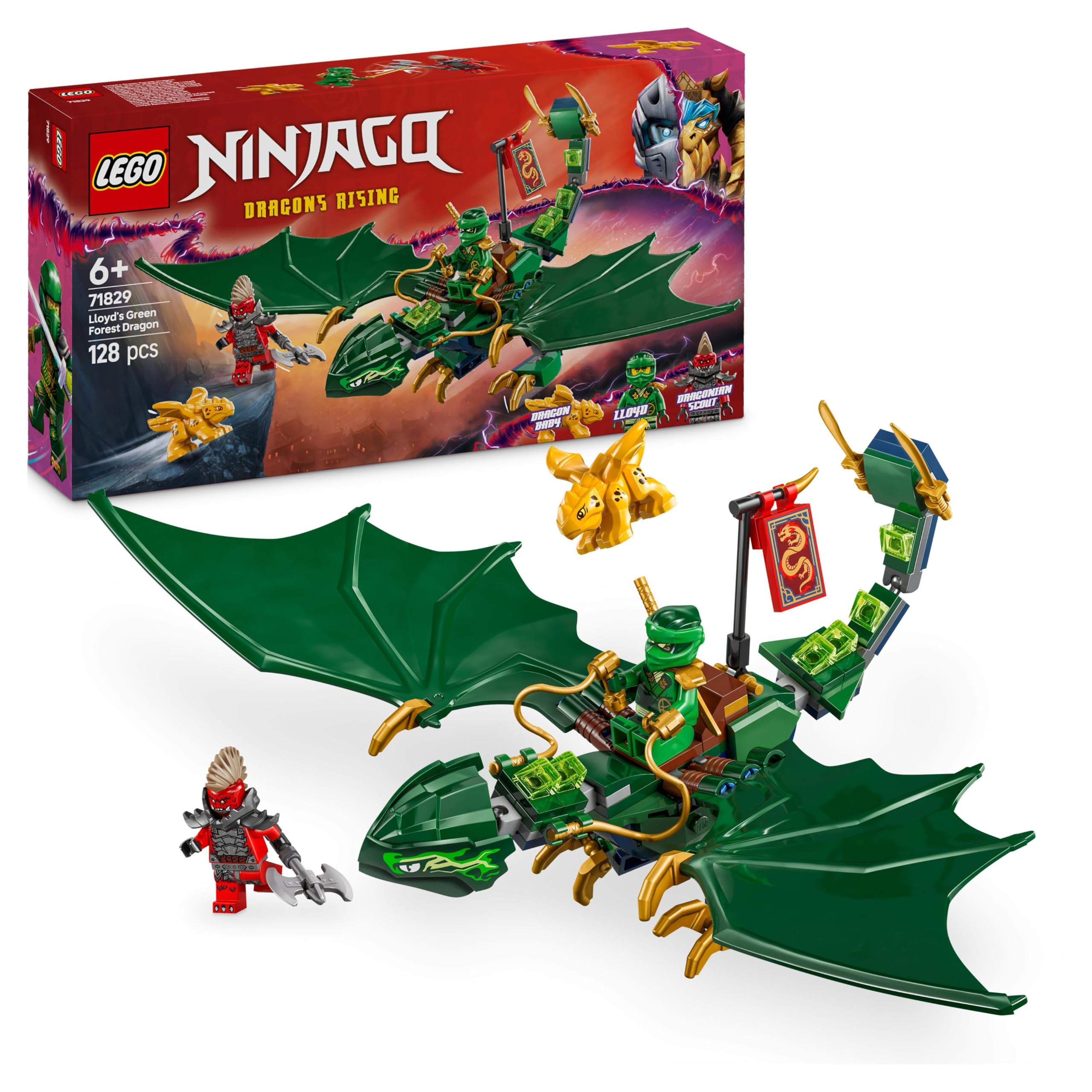 LEGO NINJAGO Lloyd’s Green Forest Dragon - Building Playset with 2 Minifigures for Ages 6+ 1