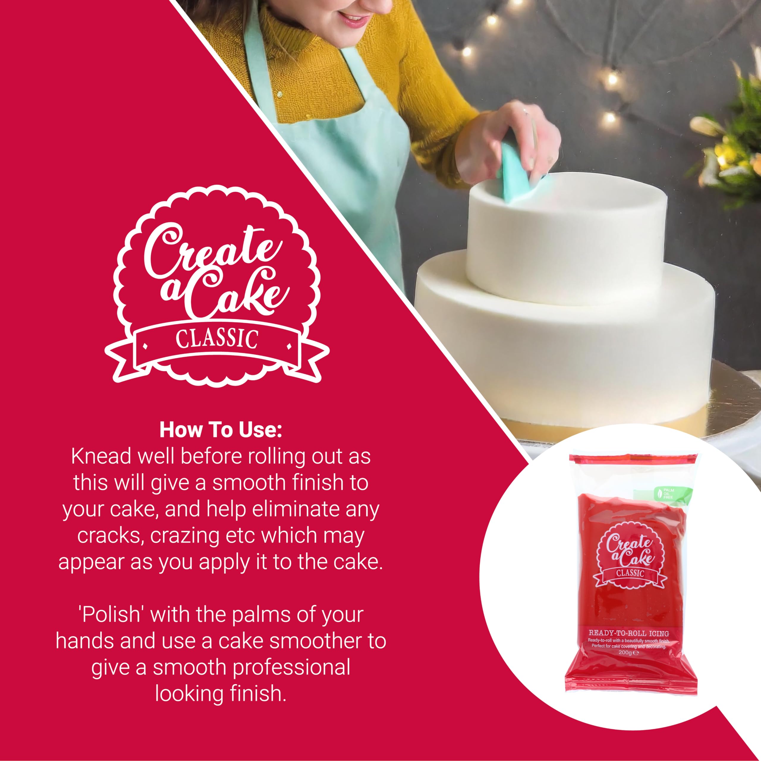 Culpitt - Create A Cake Ready to Roll Icing Red, Green & White Christmas Multipack 4