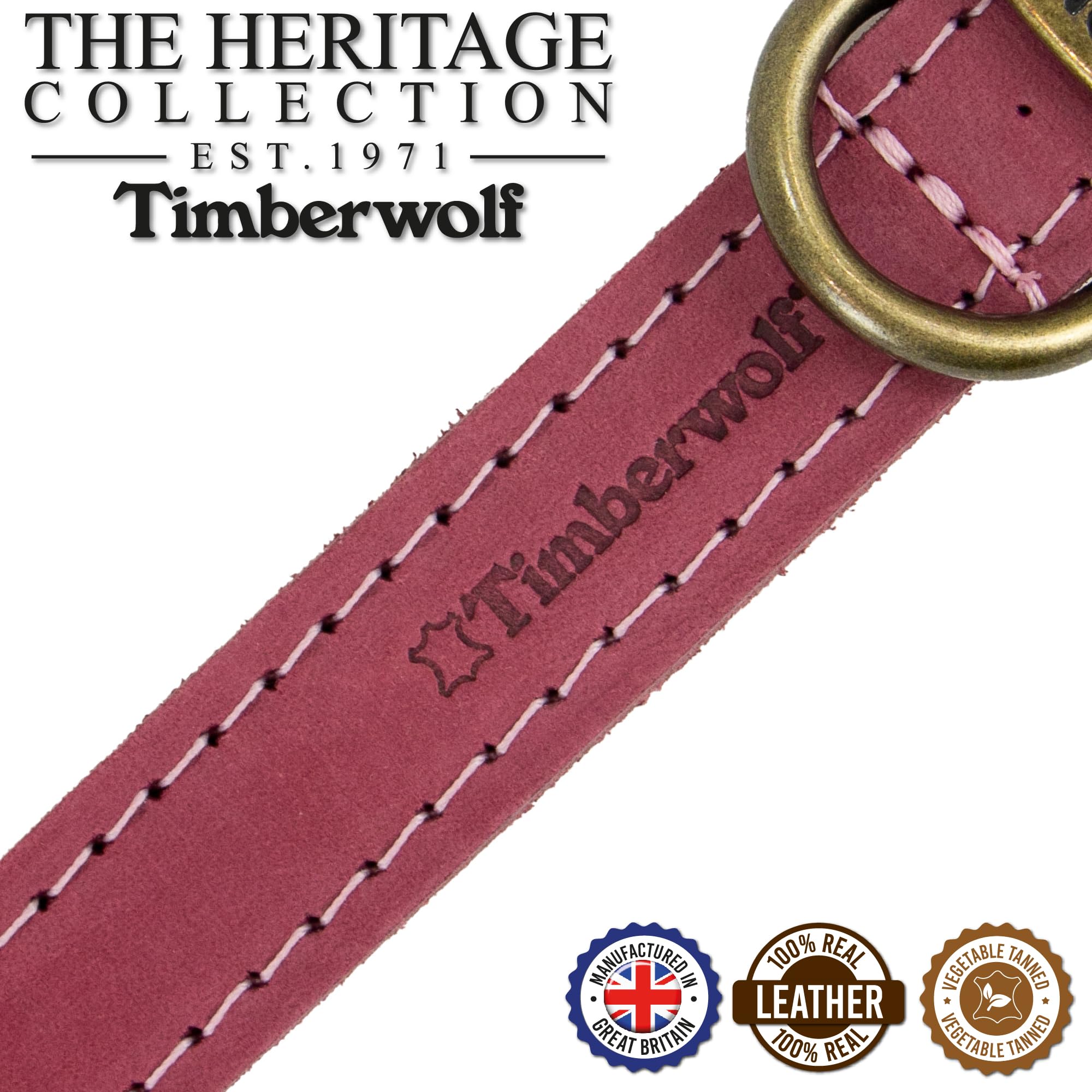 Ancol Timberwolf Premium Leather Dog Collar - Top-Grain Bridle Leather | Size 3 (28-36 cm) | Raspberry 3