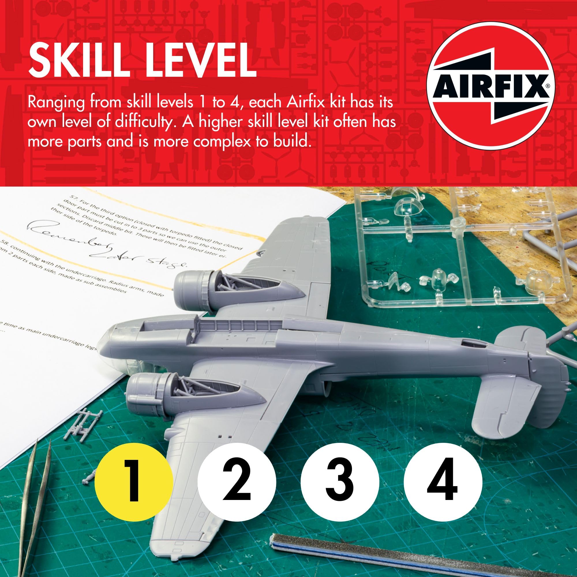 Airfix Hawker Typhoon Mk.IB Model Building Kit | 1:72 Scale | 74 Parts | Skill Level 1 2