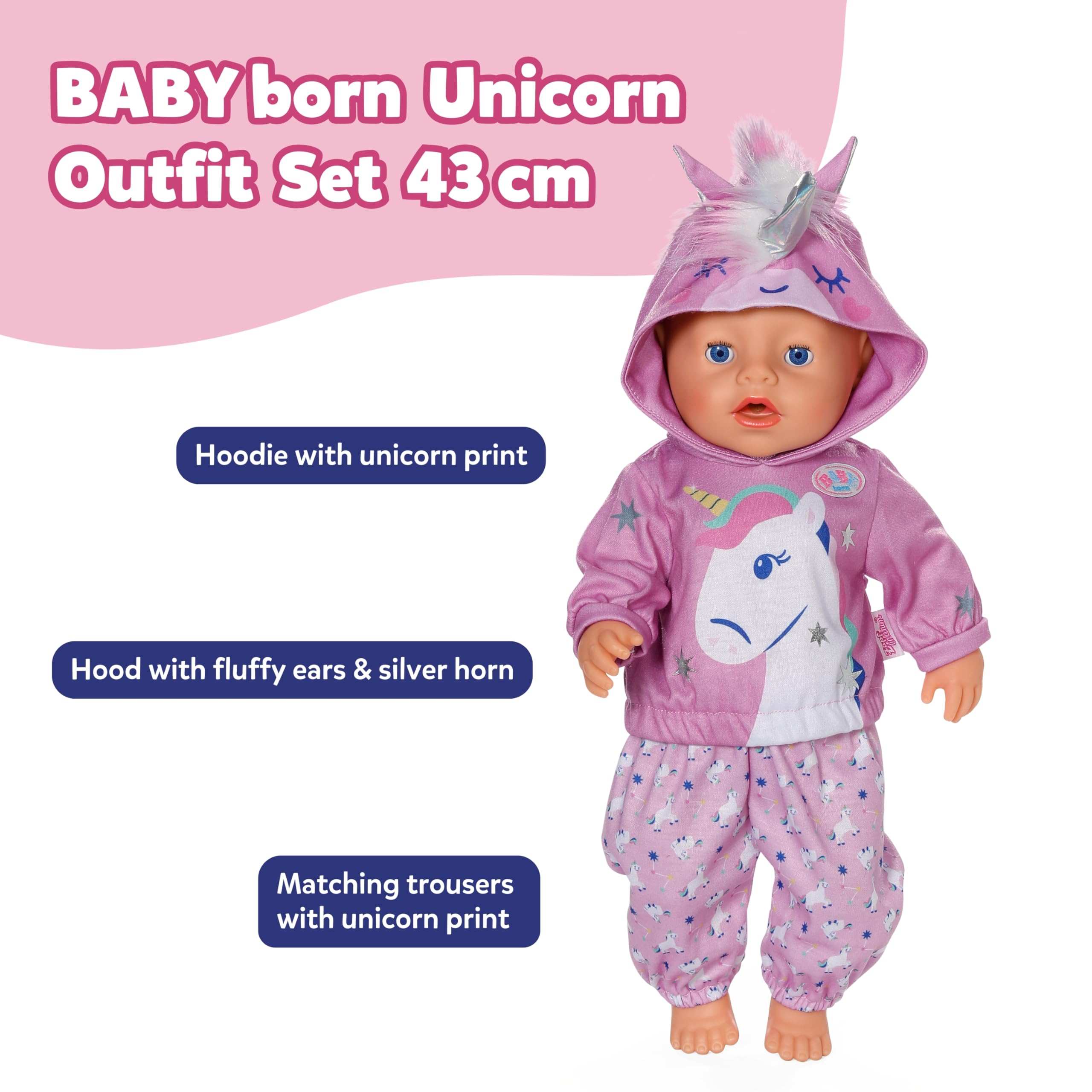BABY born Unicorn Jogging Suit Outfit - Doll Clothes for 43cm Dolls - Ages 3+ 8