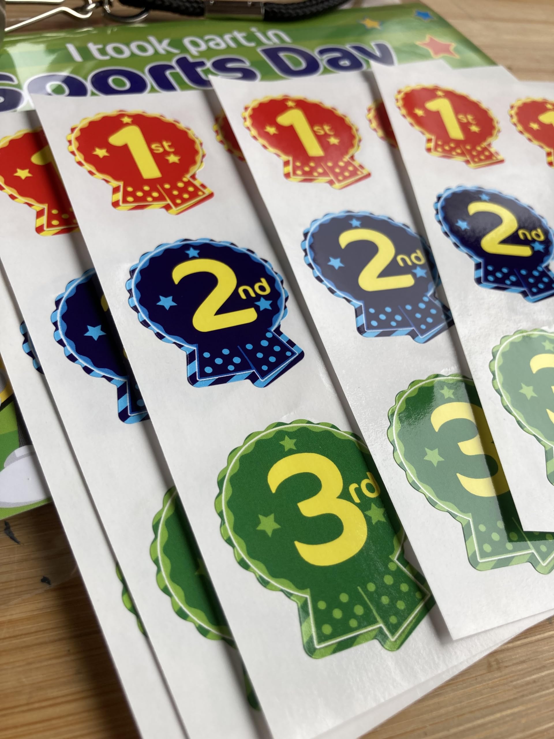 SuperStickers 1st, 2nd, 3rd Rosette Sticker Pack - 60 Count for Sports Day Awards | Vinyl