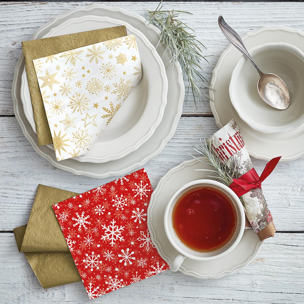 PAW Decor Collection 3-Ply Napkins - Christmas Snowflakes Design | 33 x 33 cm | 20 Pcs 5