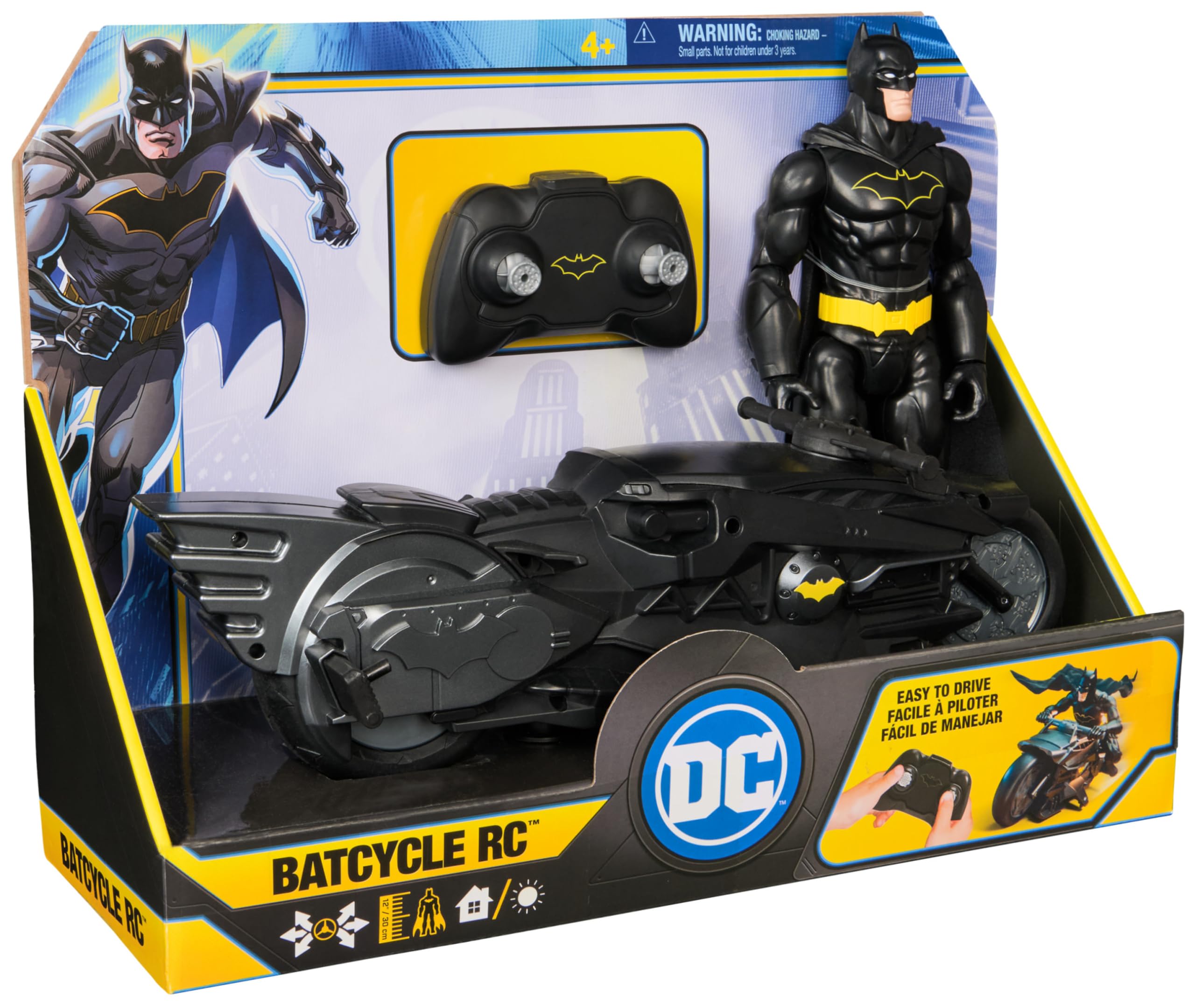 Batman Stealth Remote Control Batcycle with 30cm Batman Action Figure - Remote-Controlled Vehicle for Kids 12