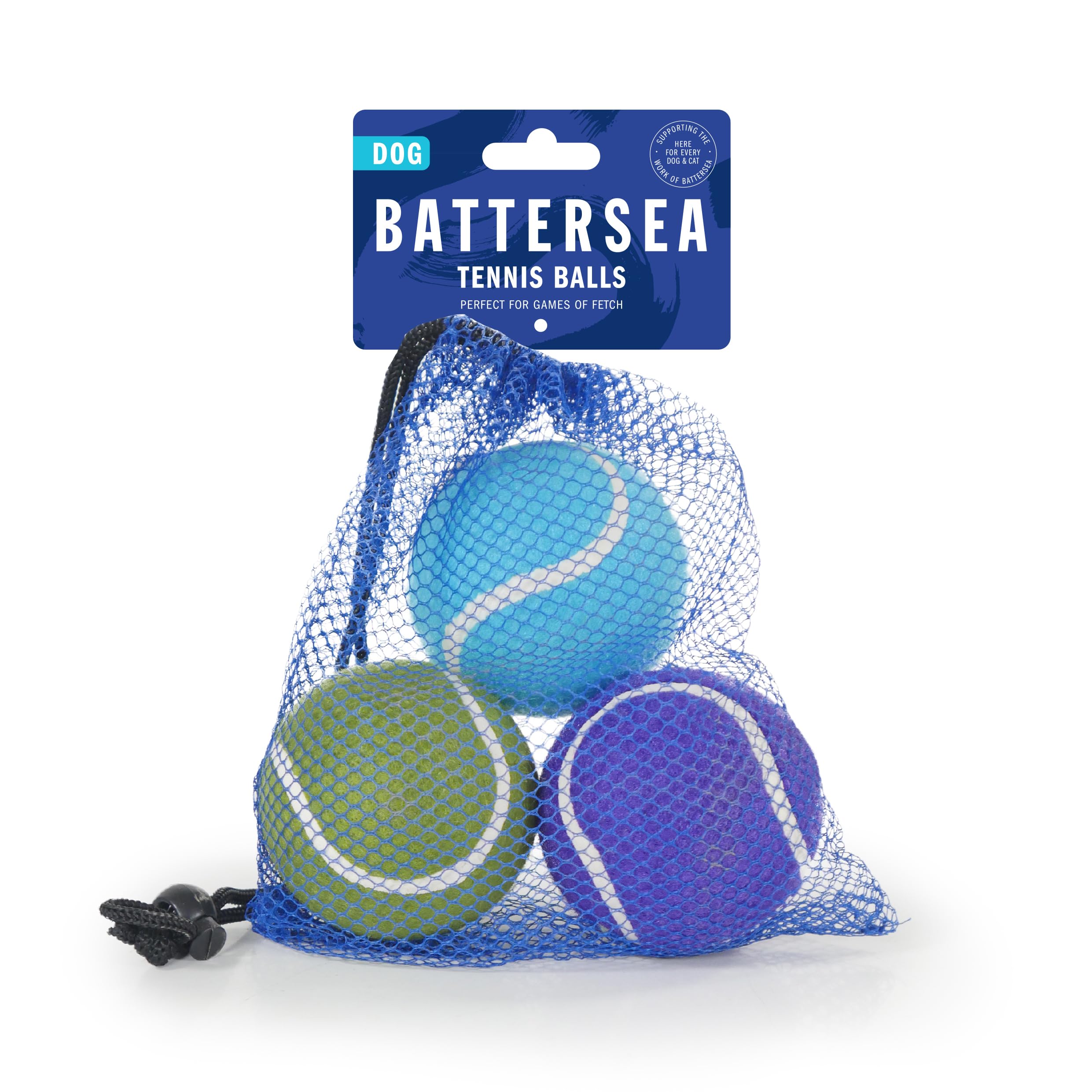 Rosewood Battersea Tennis Balls for Dogs - 3 Pack, Blue & Green, 6.5cm Diameter