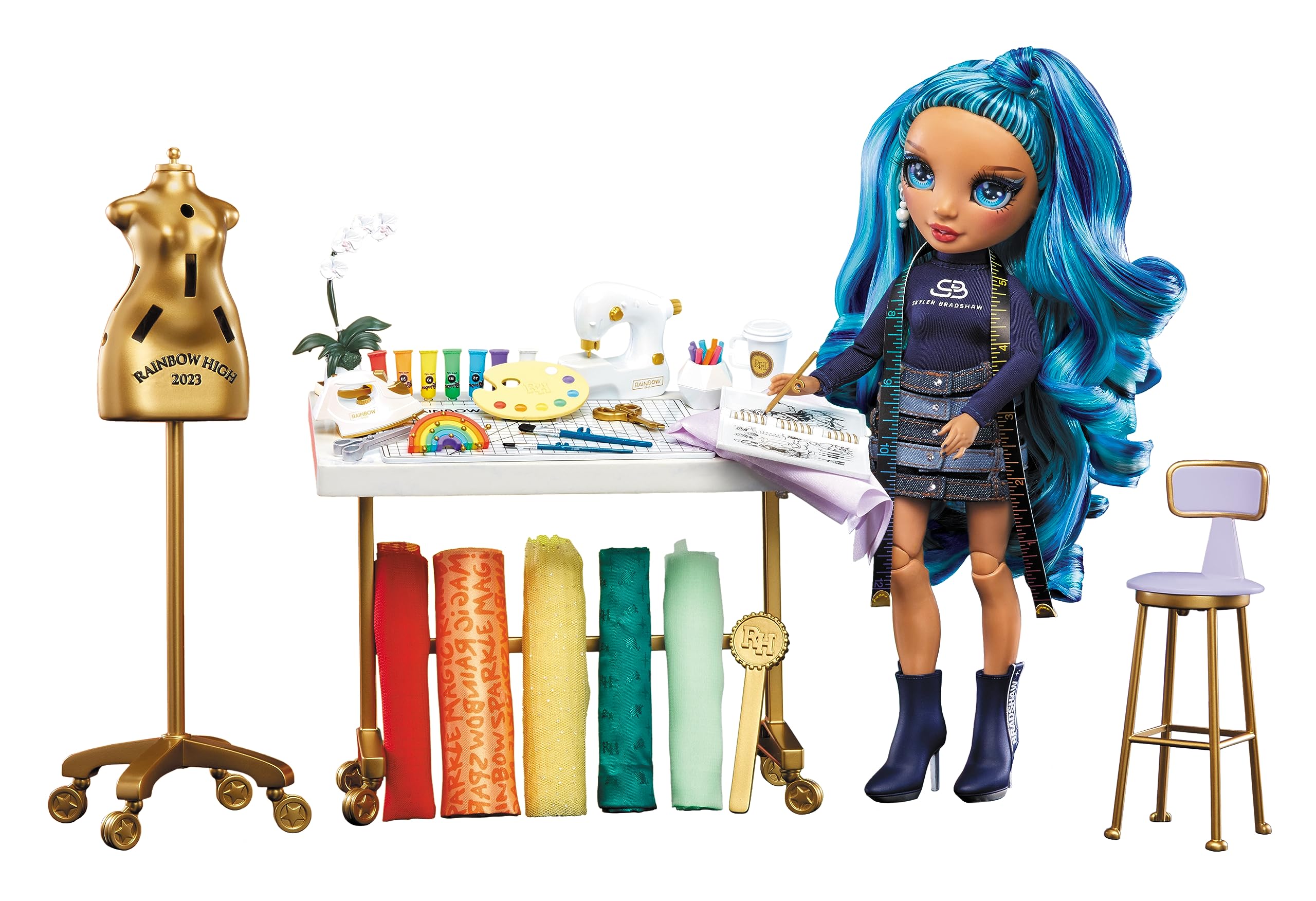 Rainbow High Dream & Design Fashion Studio Playset with Skyler Bradshaw Doll - No Sew Fashion Kit for Kids 3
