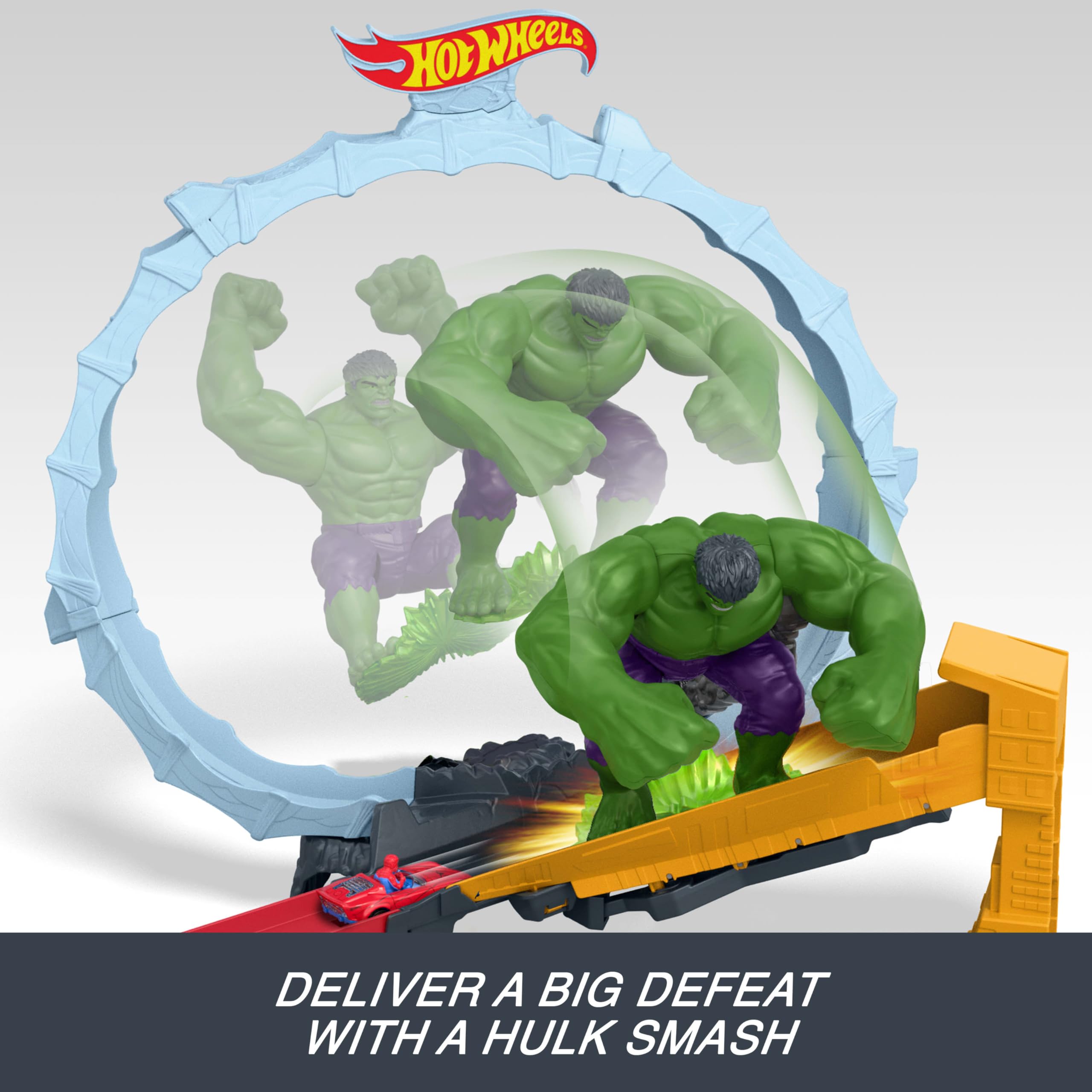 Hot Wheels Spider-Man & Hulk Smash Down Track Set with 1 Die-Cast Car | Ages 4+ 3