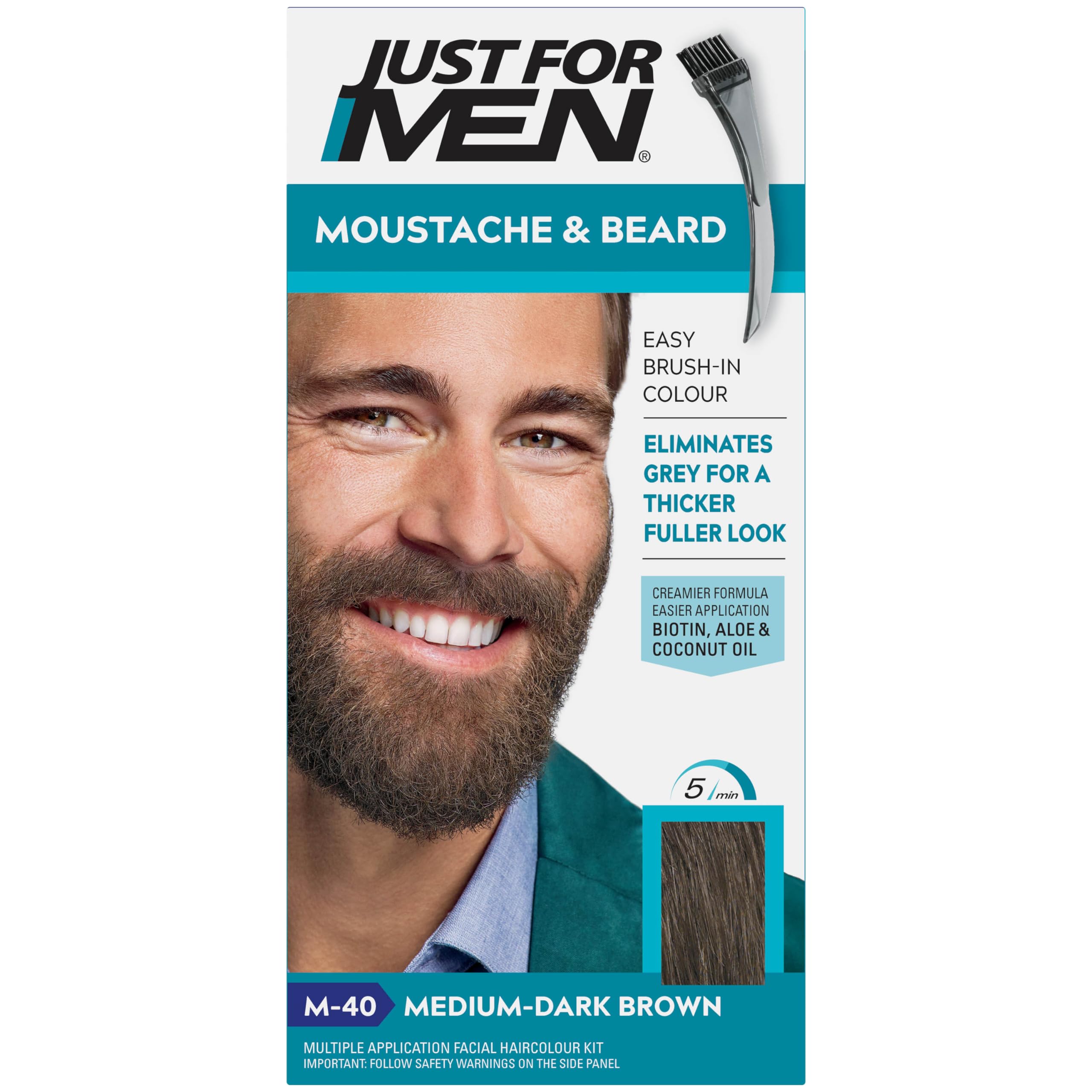 Just for Men Moustache & Beard Medium-Dark Brown Dye (60g) - M40 1