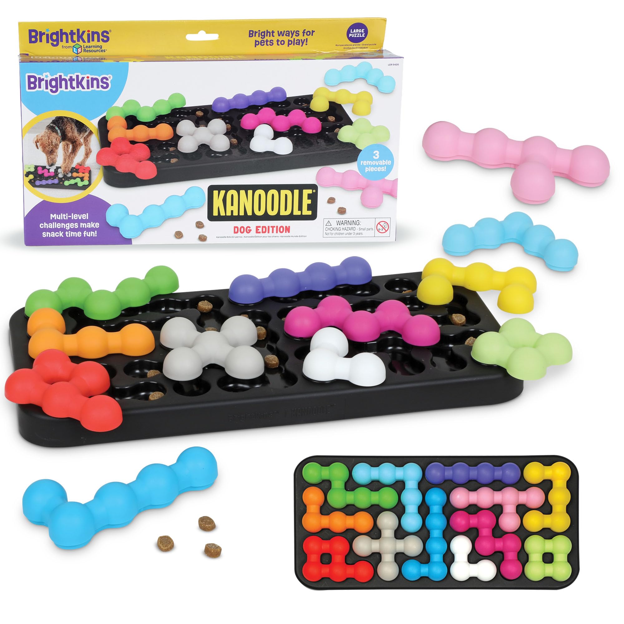 BrightKins Kanoodle Dog Edition Large - Interactive Treat Puzzle Toy for Mental Enrichment | BPA-Free Plastic
