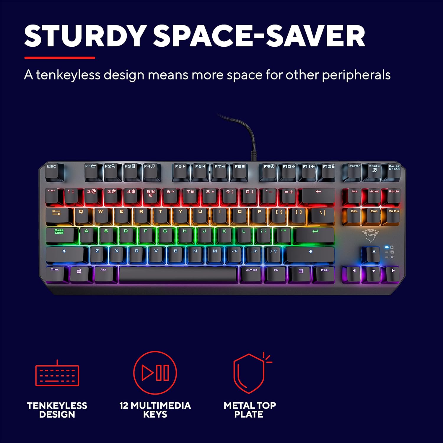 Trust Gaming GXT 834 Callaz TKL Mechanical Gaming Keyboard – UK Layout, Black, Outemu Red Switches 8