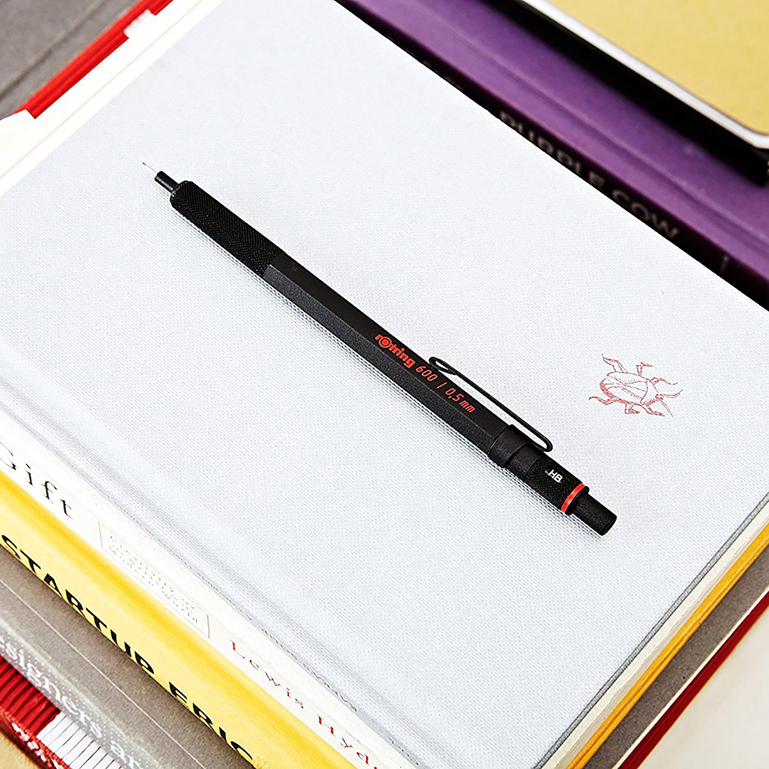 rOtring 600 Mechanical Pencil - 0.5 mm Lead | Black All-Metal Body | Knurled Grip for Drawing & Writing 6