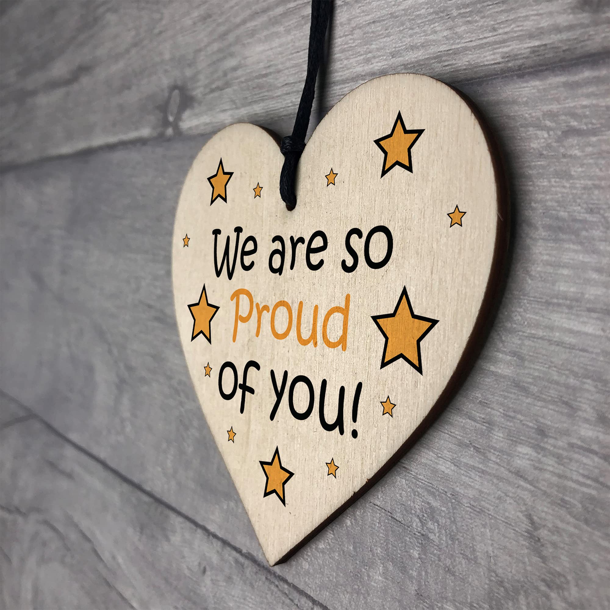 RED OCEAN Proud Of You Wooden Plaque Gift for Son or Daughter | Rustic Style | 10x10cm Black 3