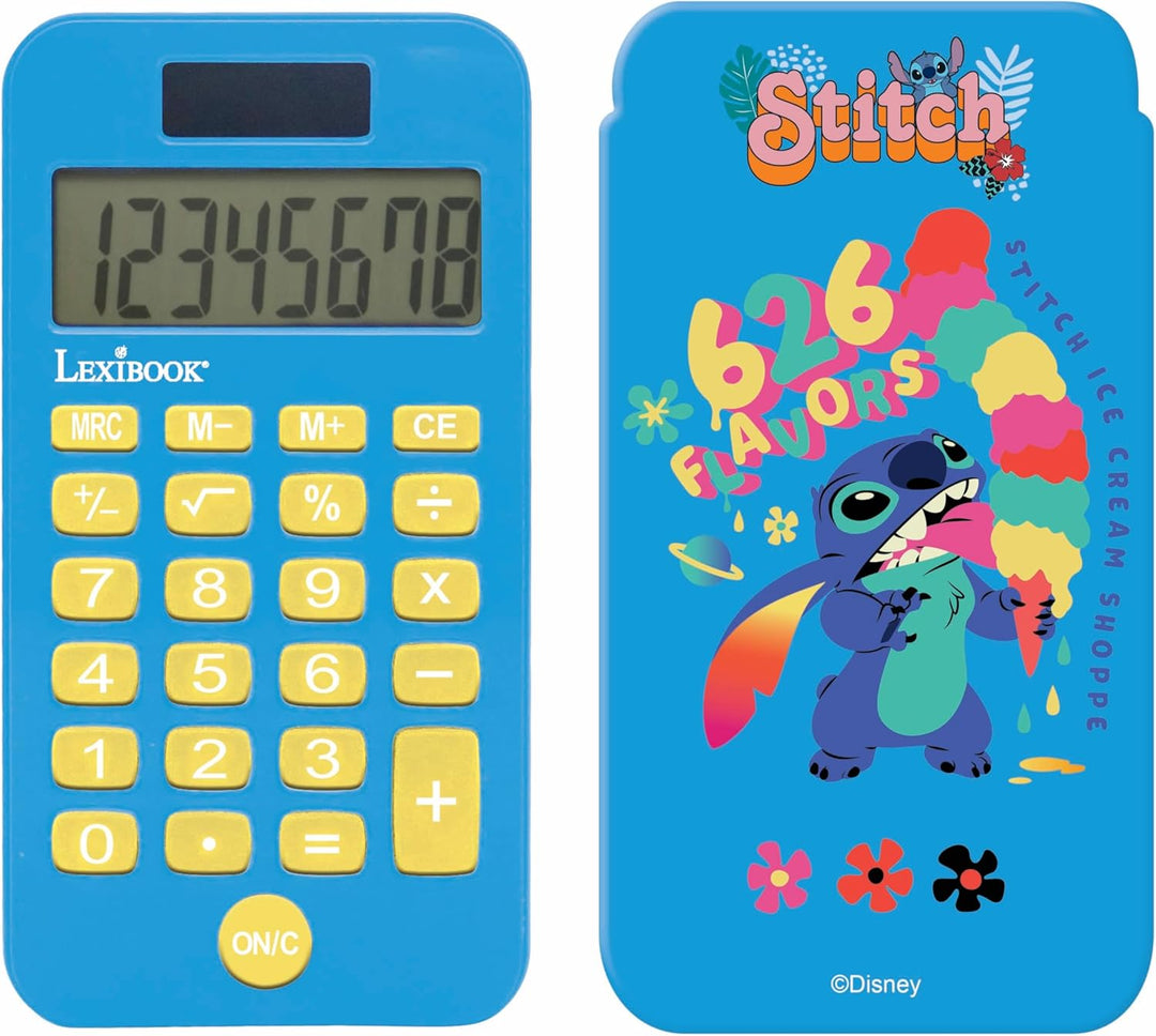 Lexibook, Disney Stitch, Pocket Calculator with Protection Cover, Conventional a