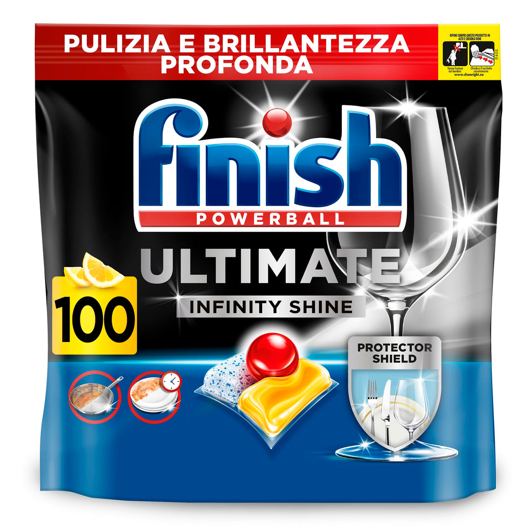 Finish Ultimate Infinity Shine Dishwasher Tablets, Lemon, 100 Tablets