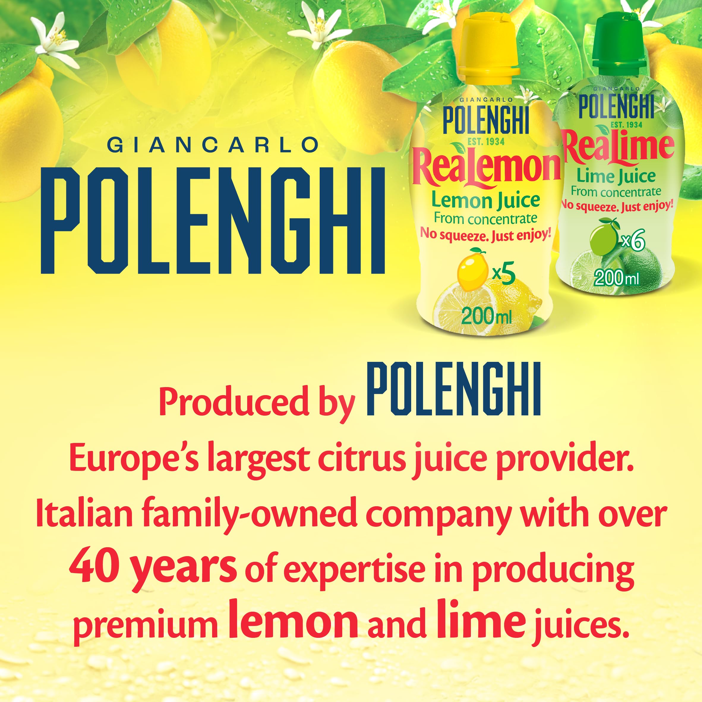 GIANCARLO POLENGHI ReaLime Lime Juice - 6 x 200ml Pack | Ready to Use | For Cooking & Drinks 6