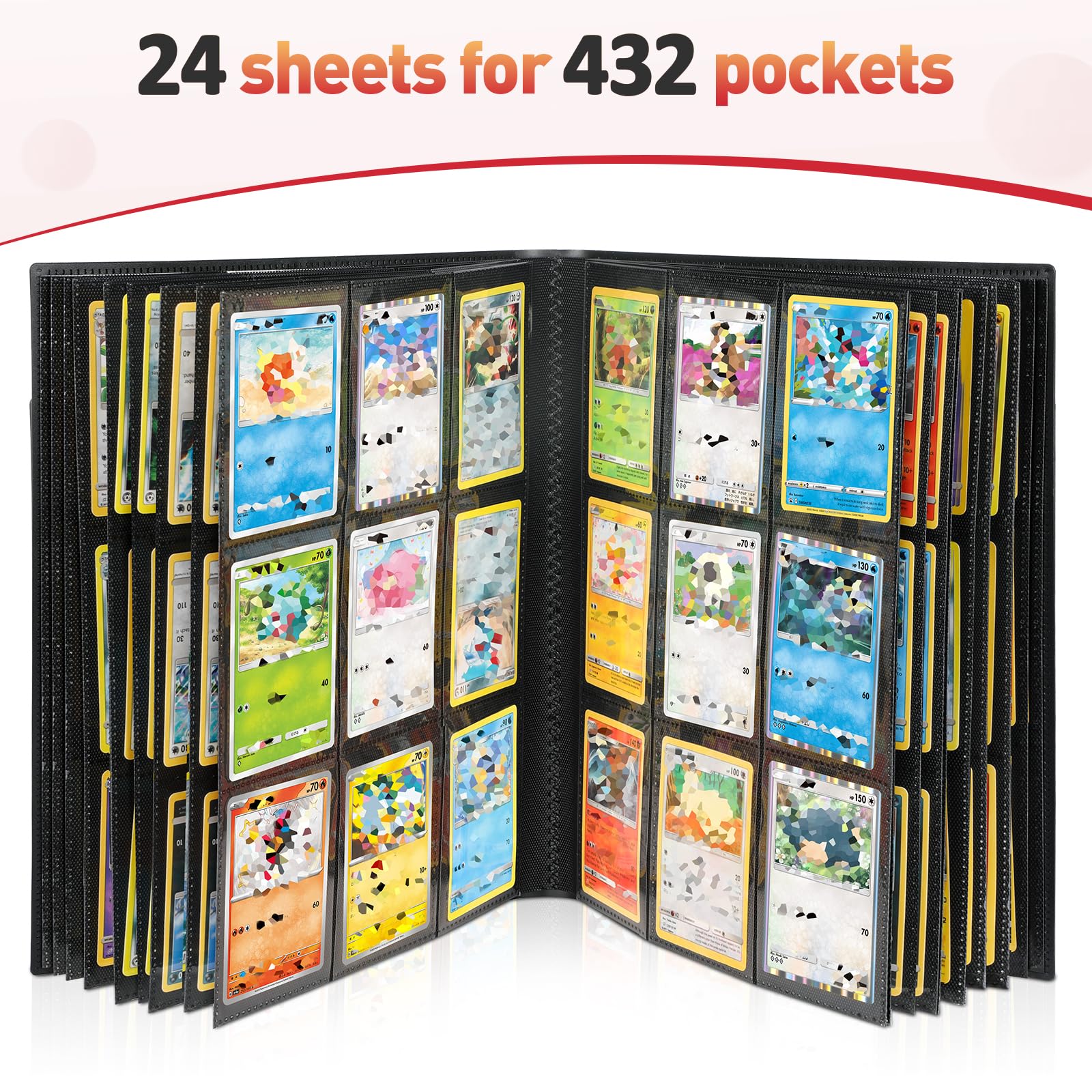 Euqvunn Trading Card Binder - 432 Pockets, Side-Loading, Archival Safe | Matte Black 3