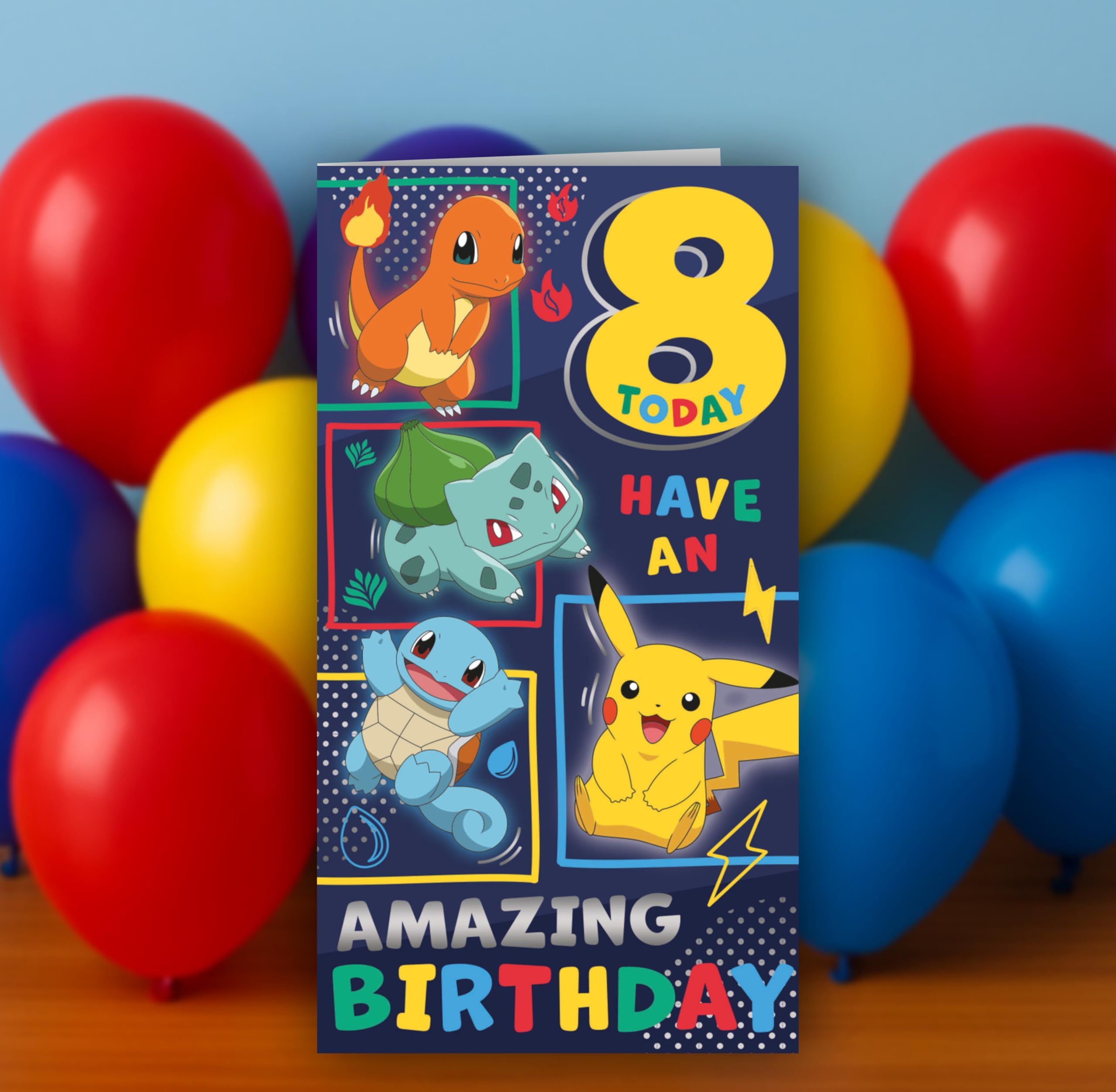 Danilo Promotions LTD Pokemon Birthday Card for Age 8 | Standard Size 22.9cm x 12.7cm | Recycled Content